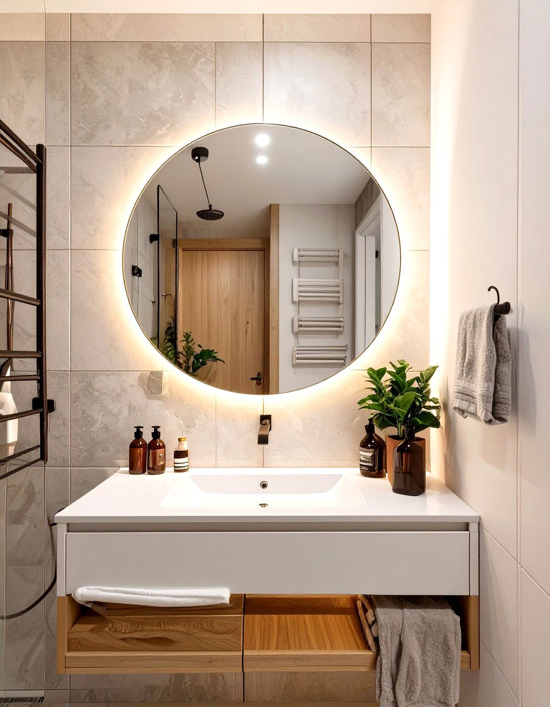 Backlit Mirror or Medicine Cabinet - 30 shower small bathroom ideas