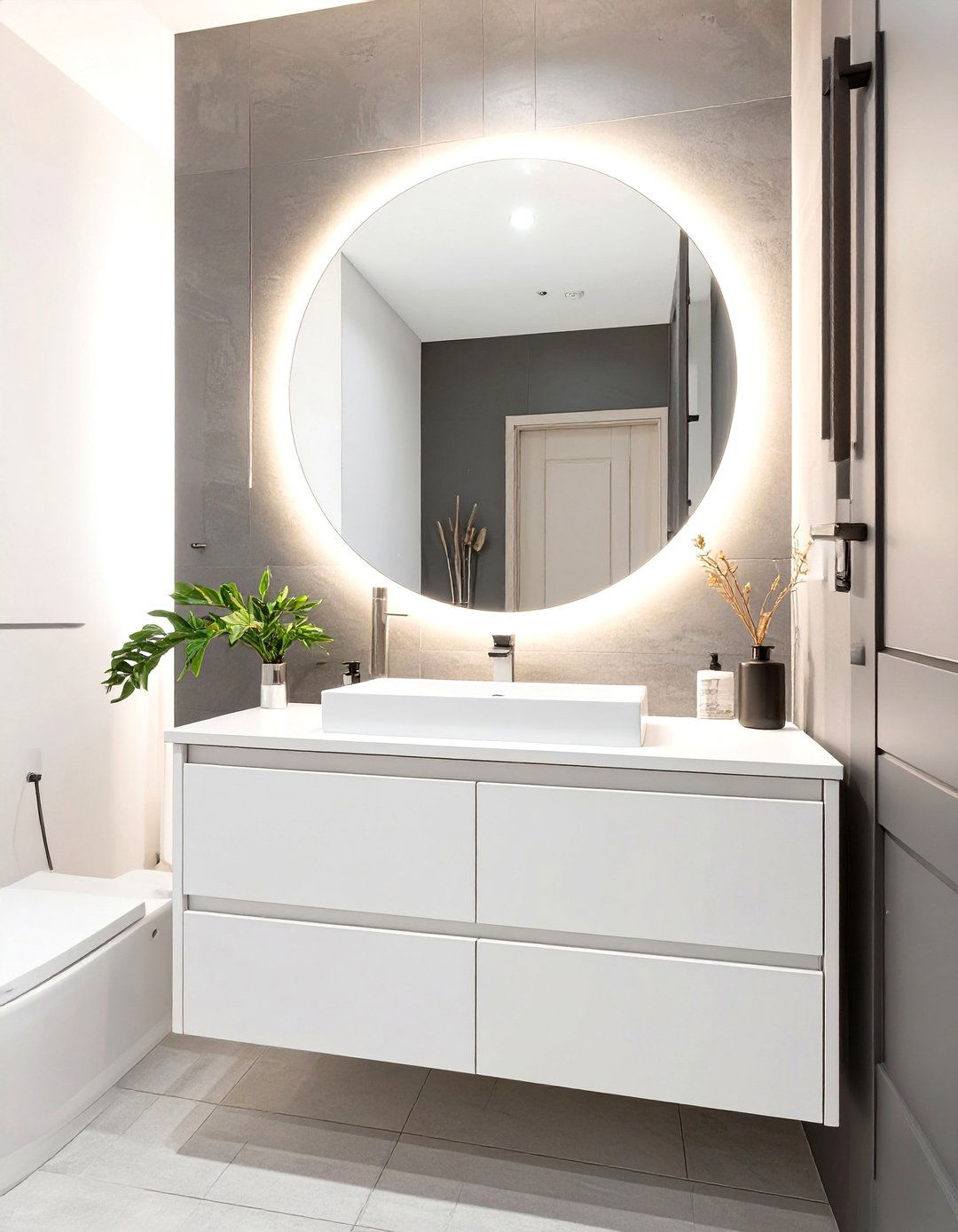 Backlit Mirrors for Ambient Lighting - 30 small modern bathroom ideas