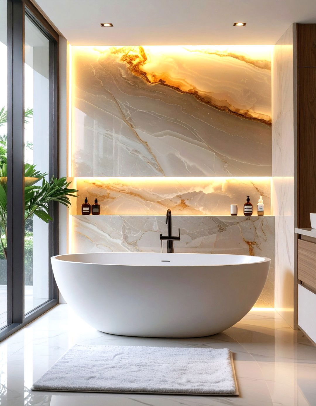 Backlit Onyx Slab Bathroom Walls - 30 bathroom wall ideas