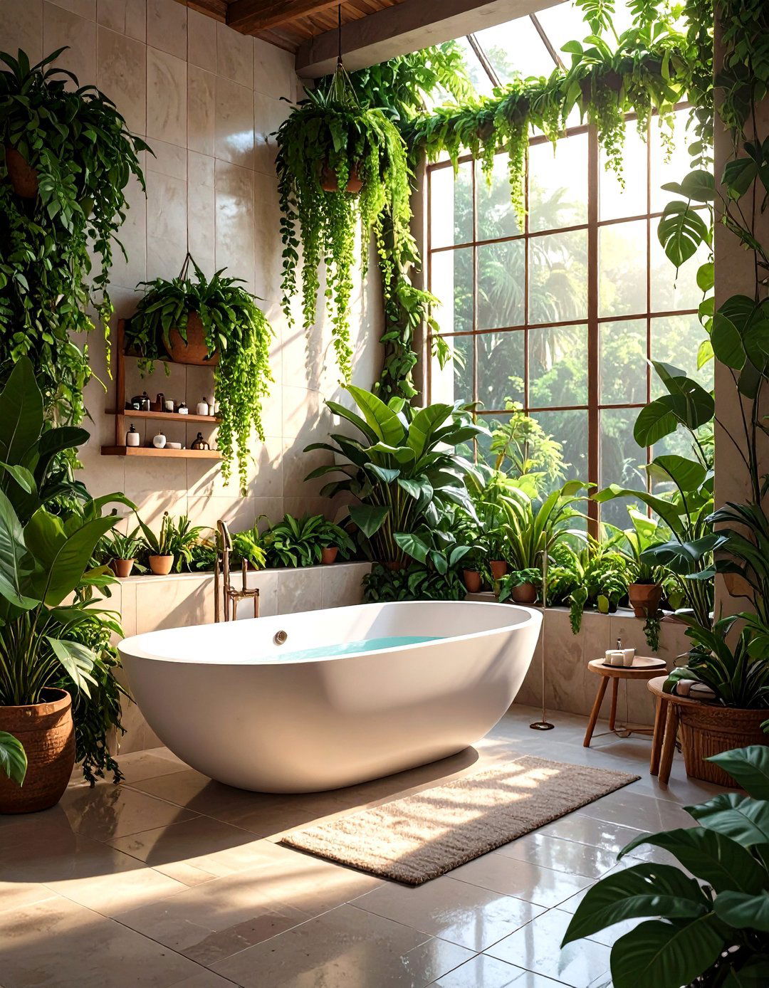 Backlit Onyx Wall Behind the Tub in Shower - 30 tub in shower design ideas