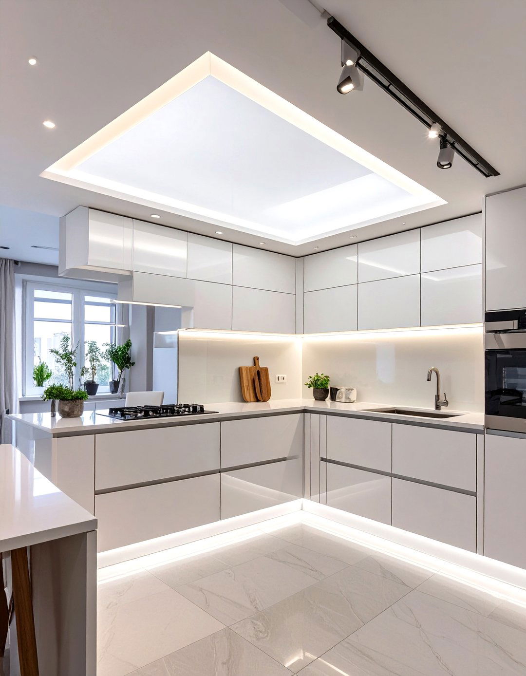 Backlit Translucent Panel Soffit - 30 creative ideas for kitchen soffits