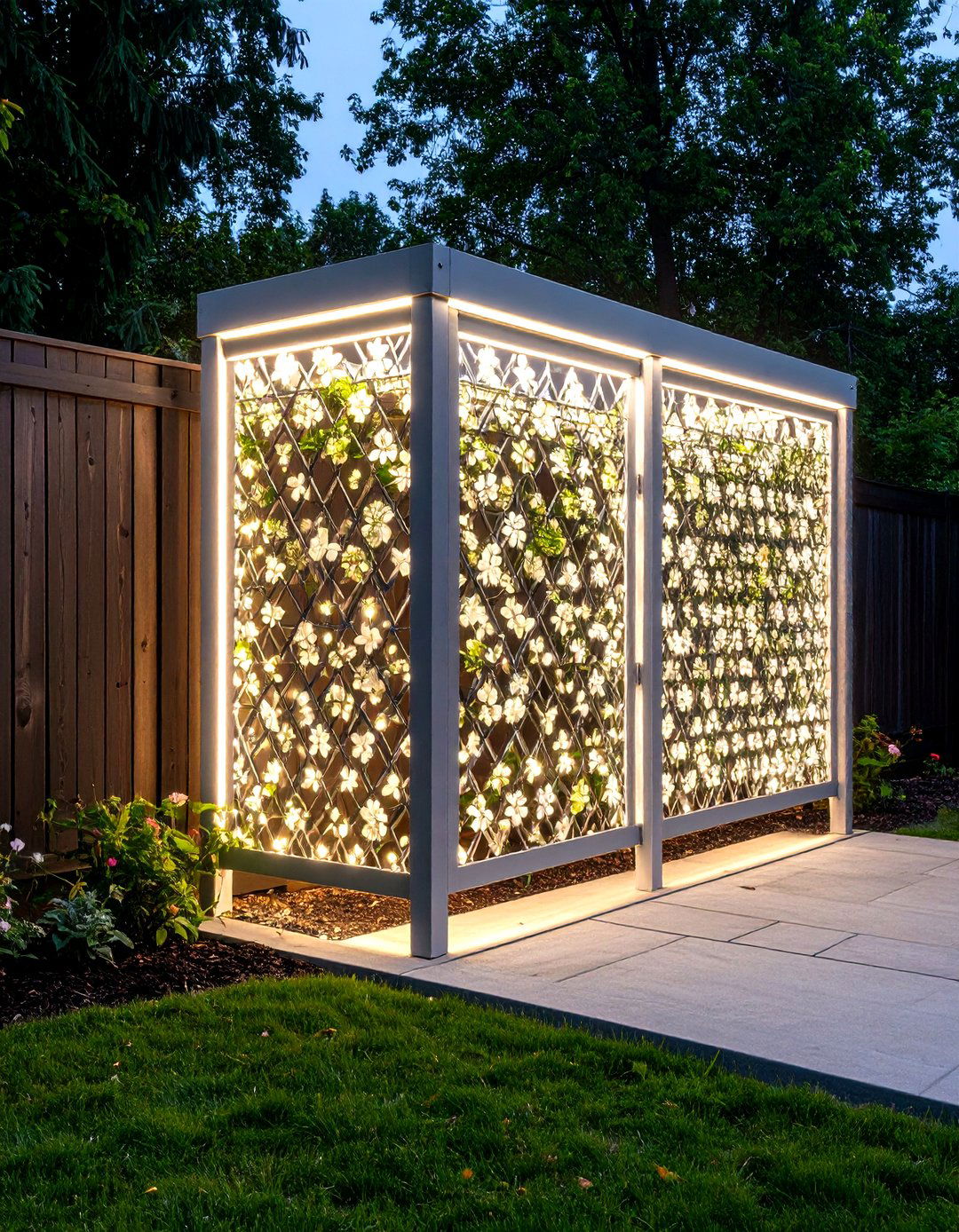 Backlit Wall Art or Screen - 30 diy backyard lighting ideas