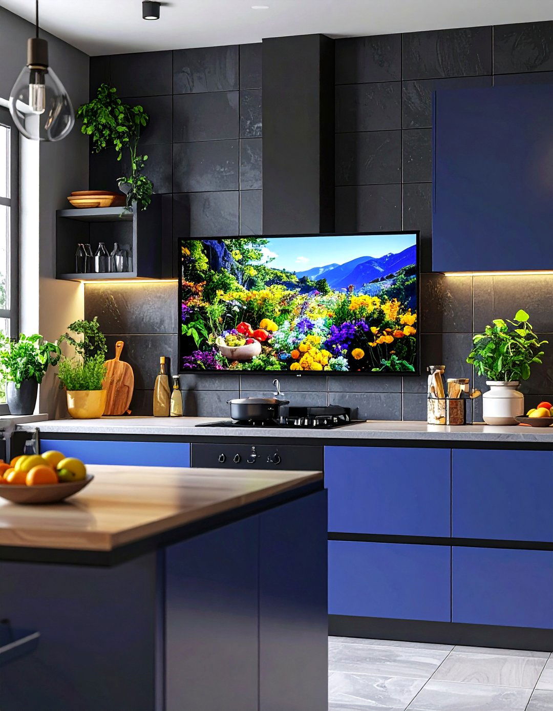 Backsplash Integrated Kitchen TV - 30 kitchen tv ideas