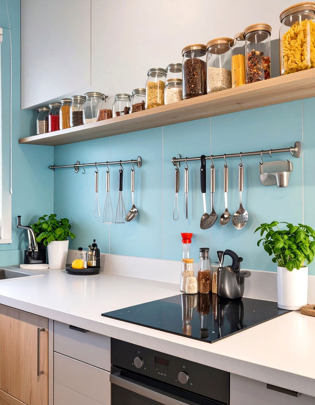 Backsplash with Built In Storage - 30 small simple kitchen design ideas