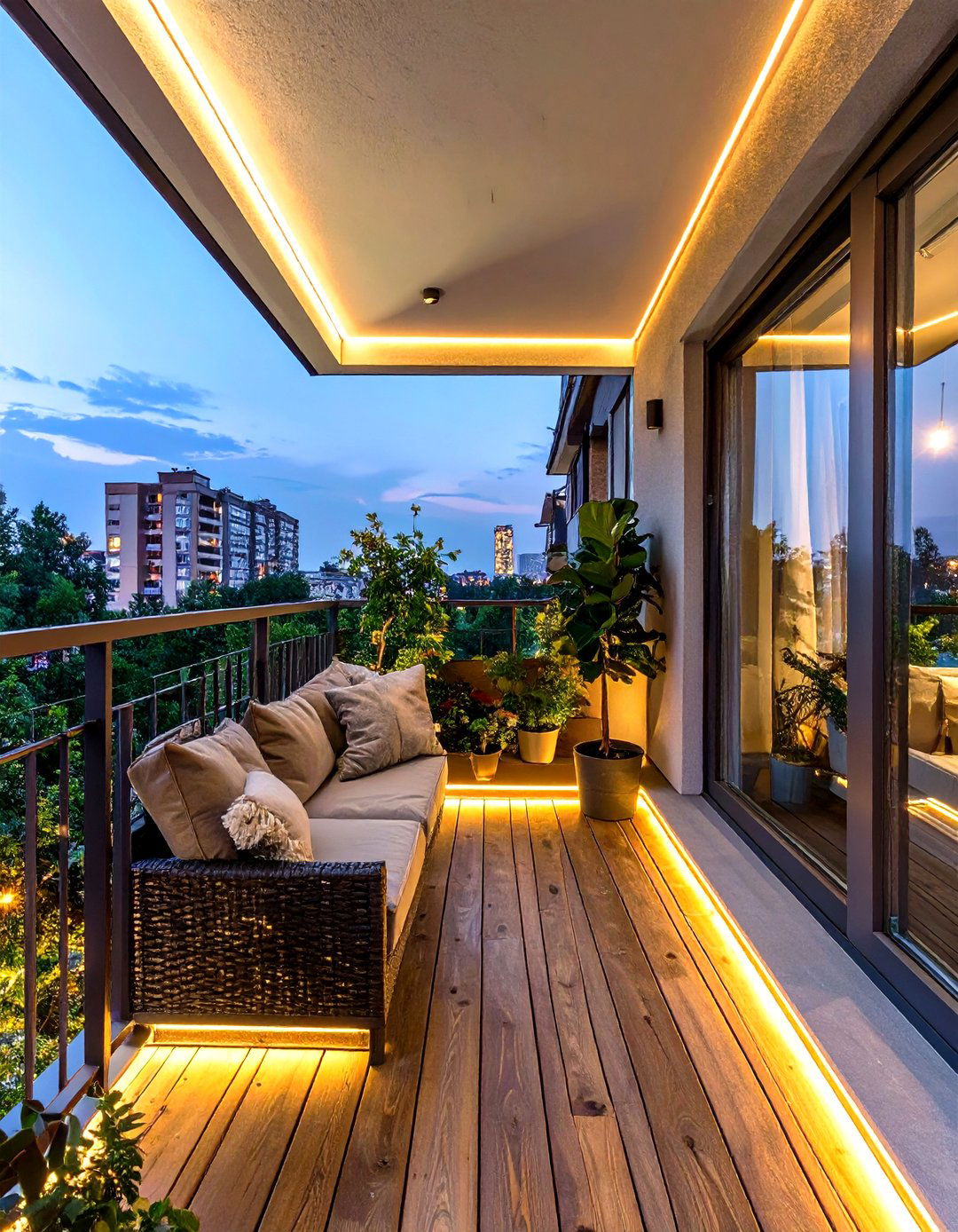 Balcony Oasis With Railing Lights - 30 outdoor light ideas