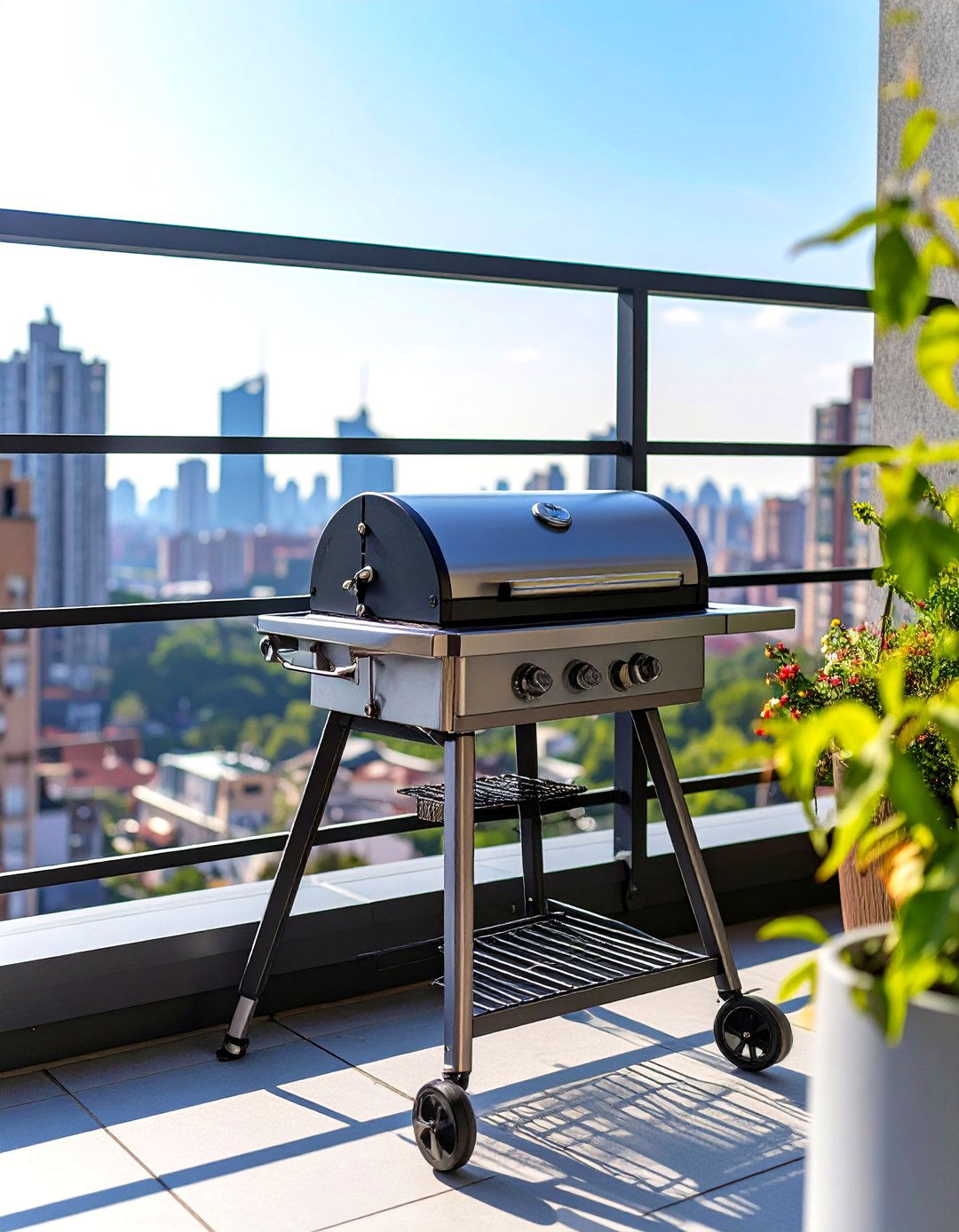 Balcony Railing Grill Mount - 30 small outdoor bbq area ideas