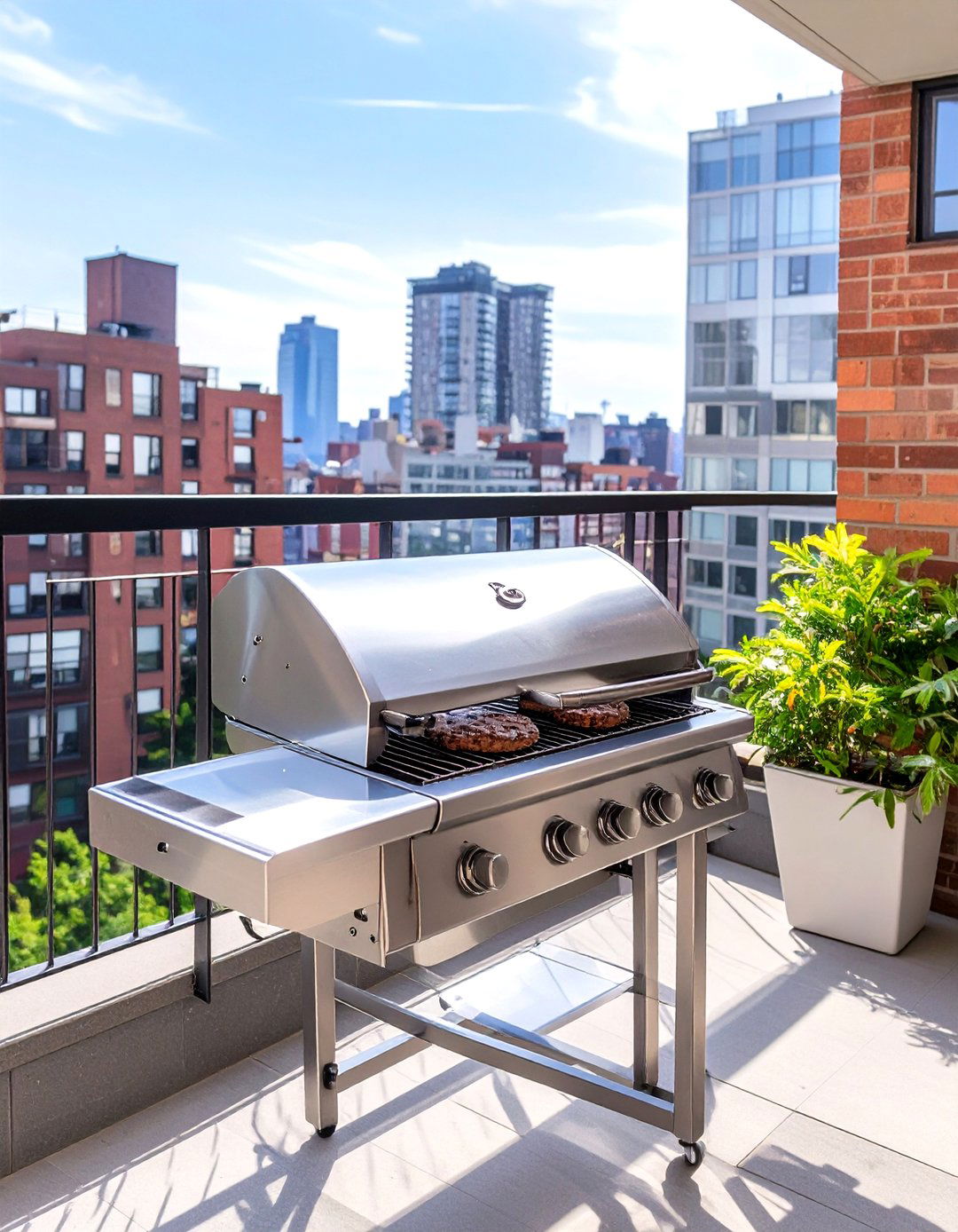 Balcony Railing Mounted Grill - 30 small patio grill ideas