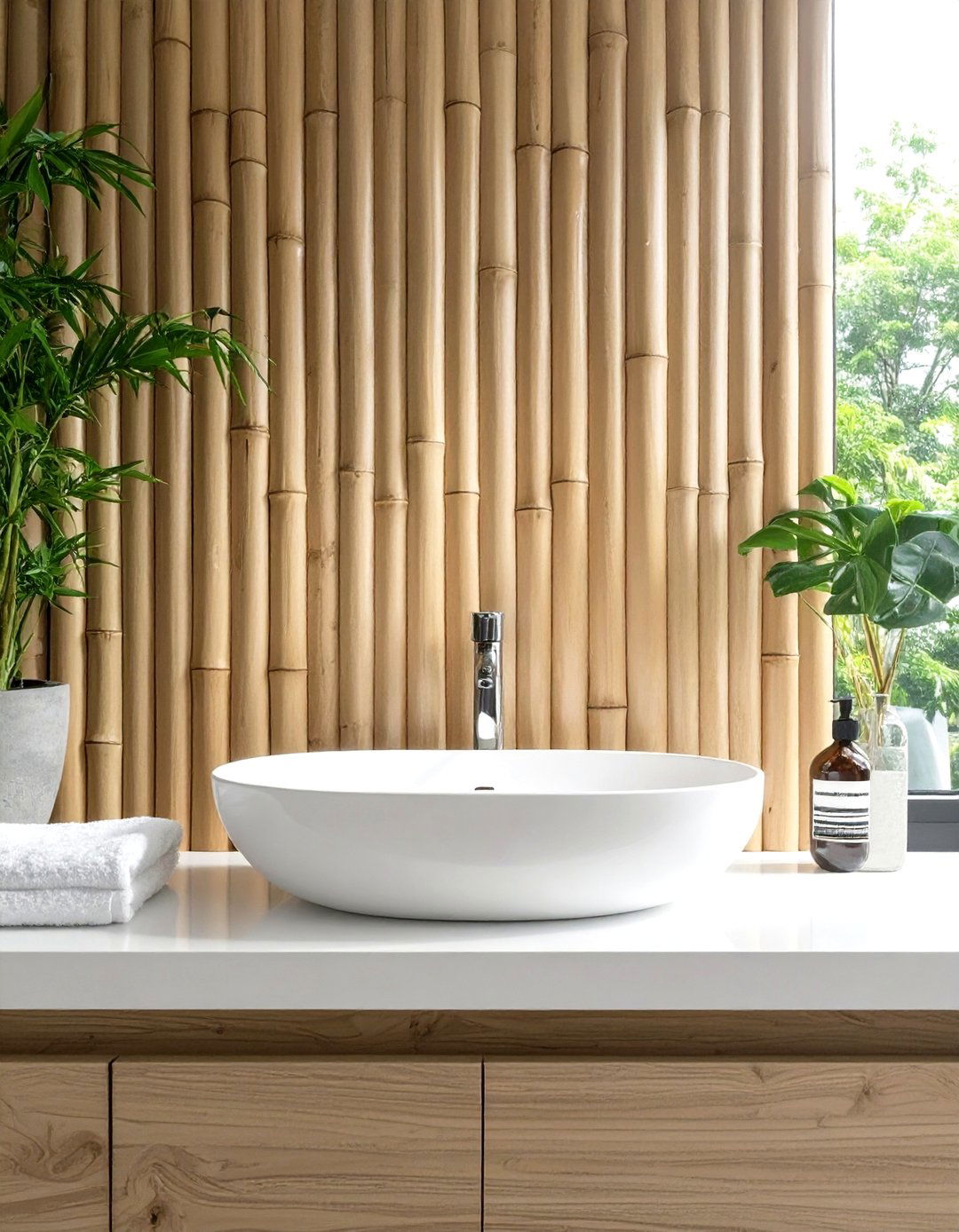 Bamboo Bathroom Backsplash - 30 cheap bathroom backsplash ideas