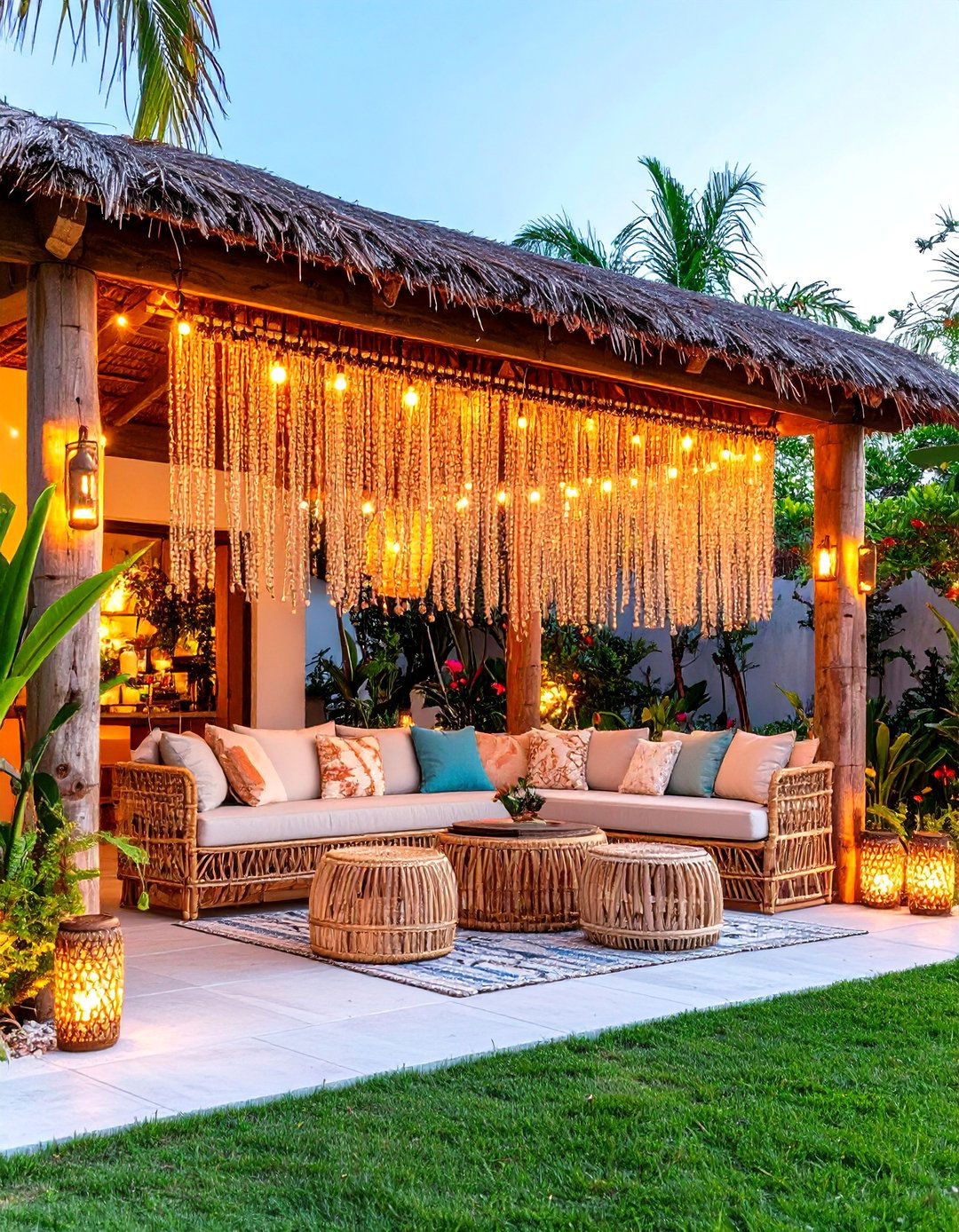 Bamboo Bead Patio Curtains for a Retro Touch - 30 patio curtain ideas