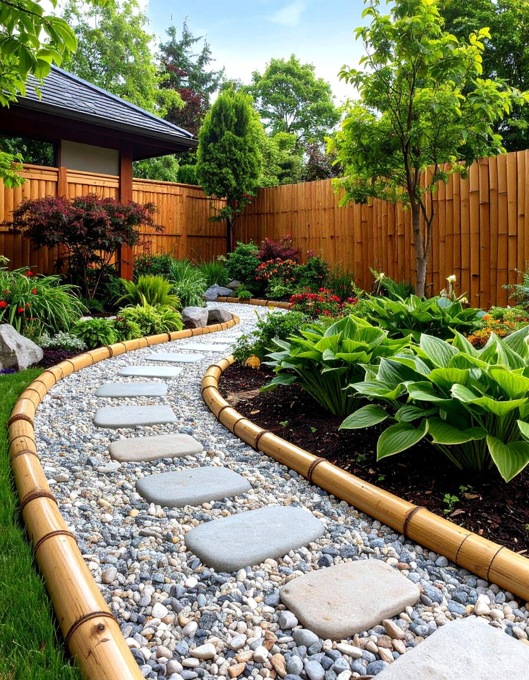 Bamboo Edging Border - 30 landscape border ideas