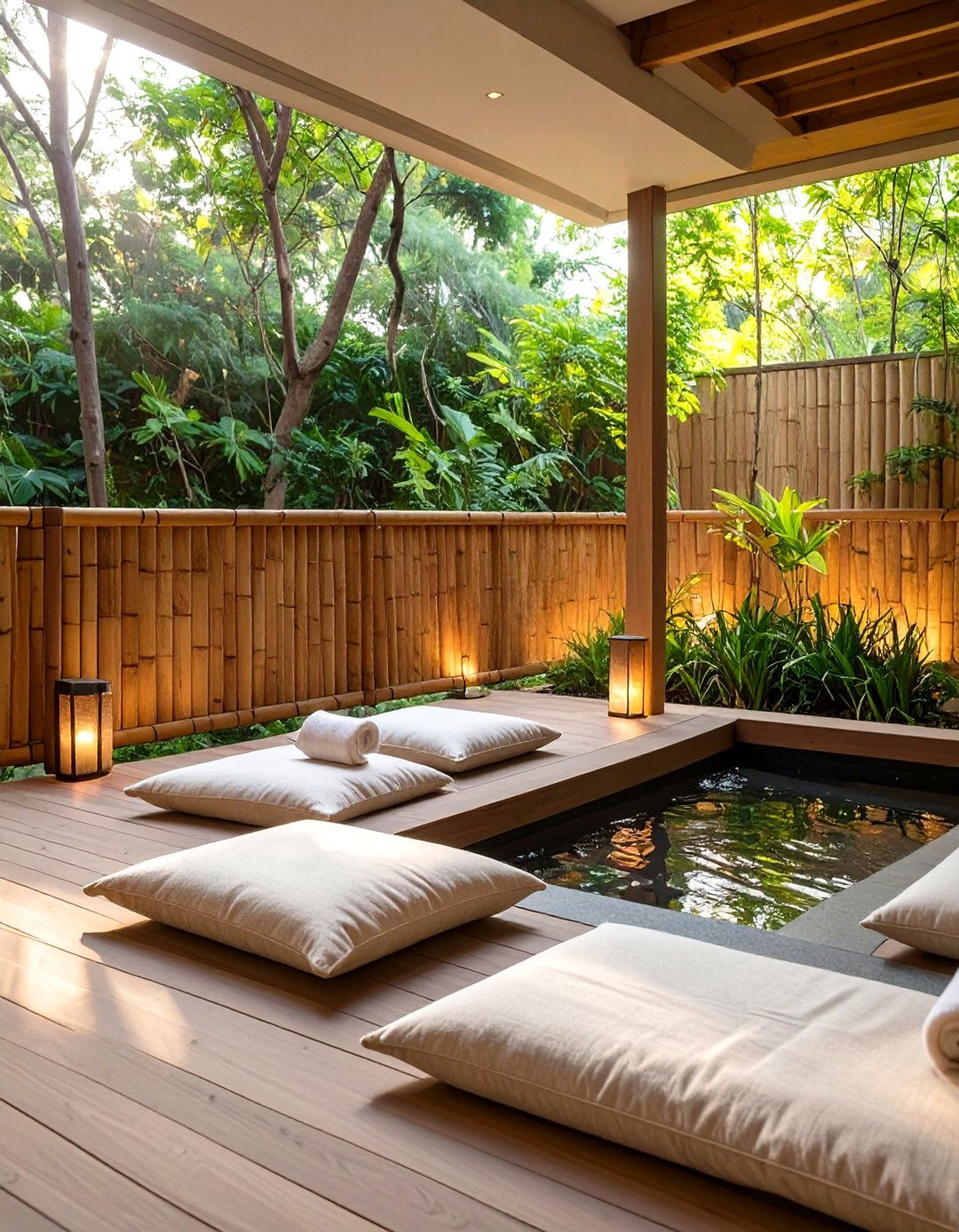 Bamboo Horizontal Privacy Screen - 30 modern horizontal deck railing ideas
