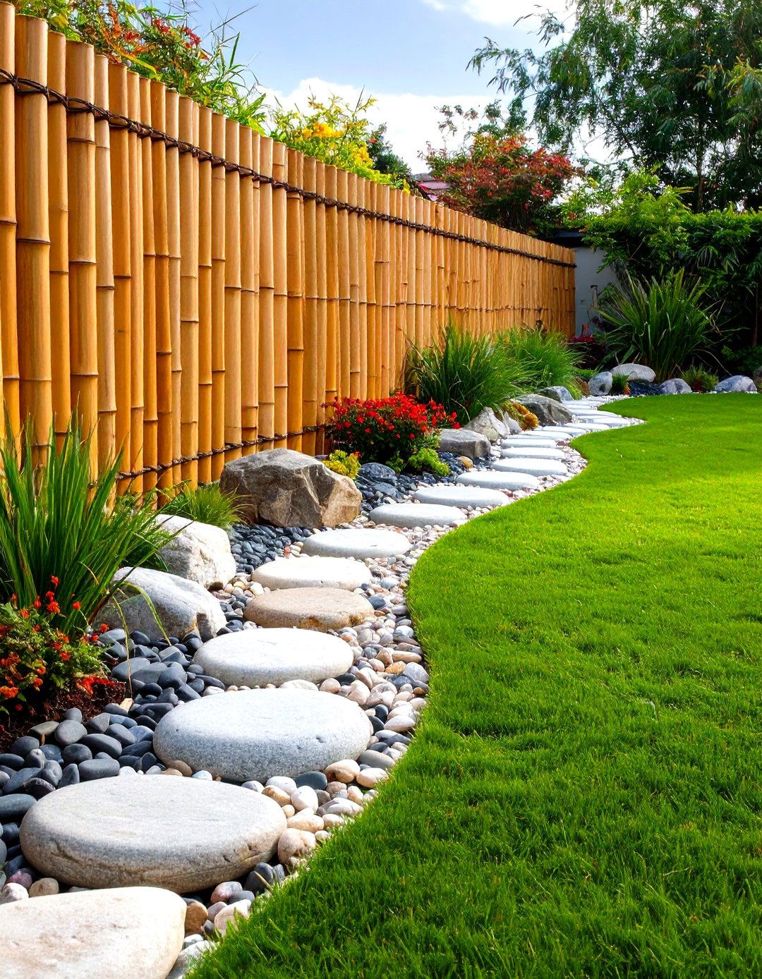 Bamboo Lawn Edging - 30 lawn edging ideas