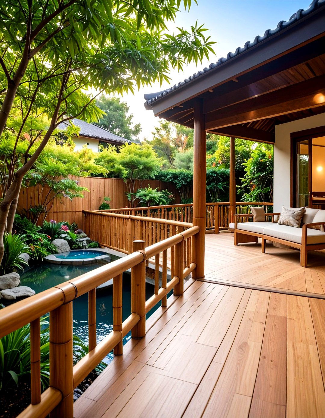 Bamboo Panel Patio Railing - 30 patio railing ideas