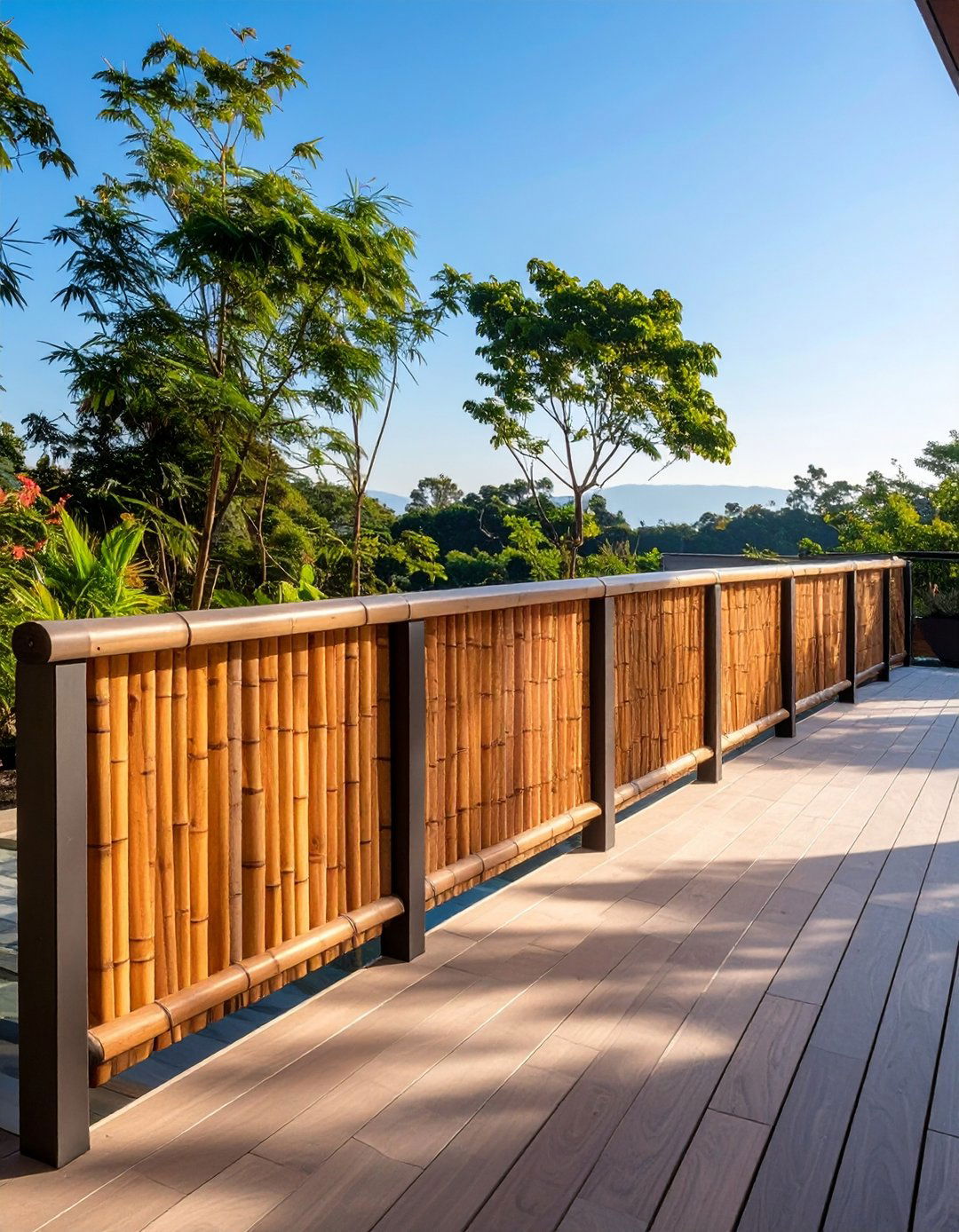Bamboo Panel Railing - 30 modern deck railing ideas