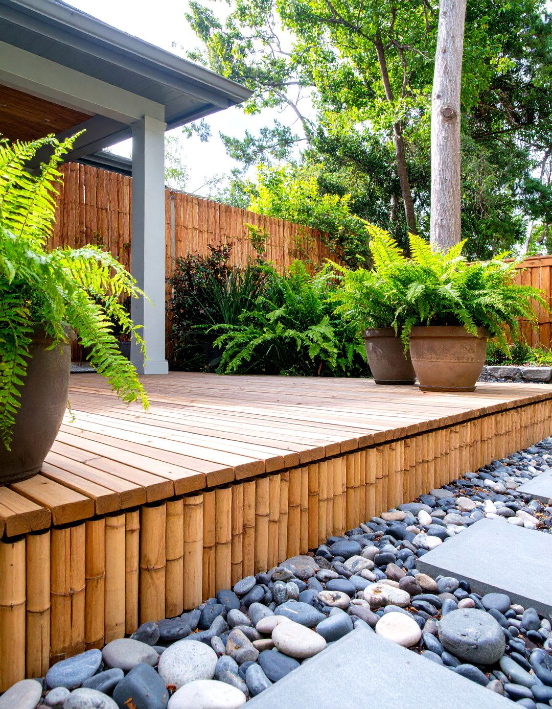 Bamboo Reed Fencing Roll - 30 inexpensive deck skirting ideas