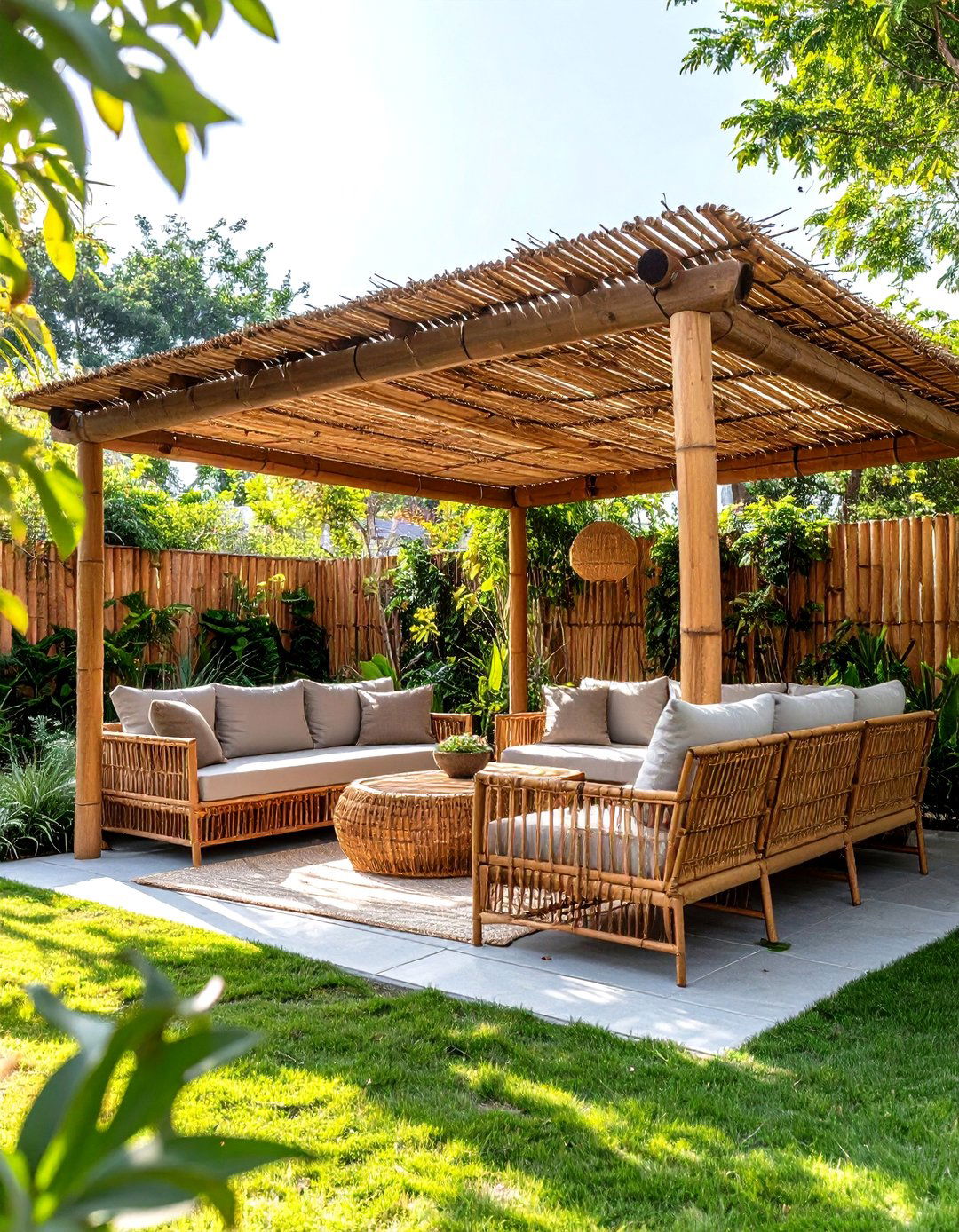 Bamboo Reed Fencing Shade Cover - 30 patio shade ideas on a budget