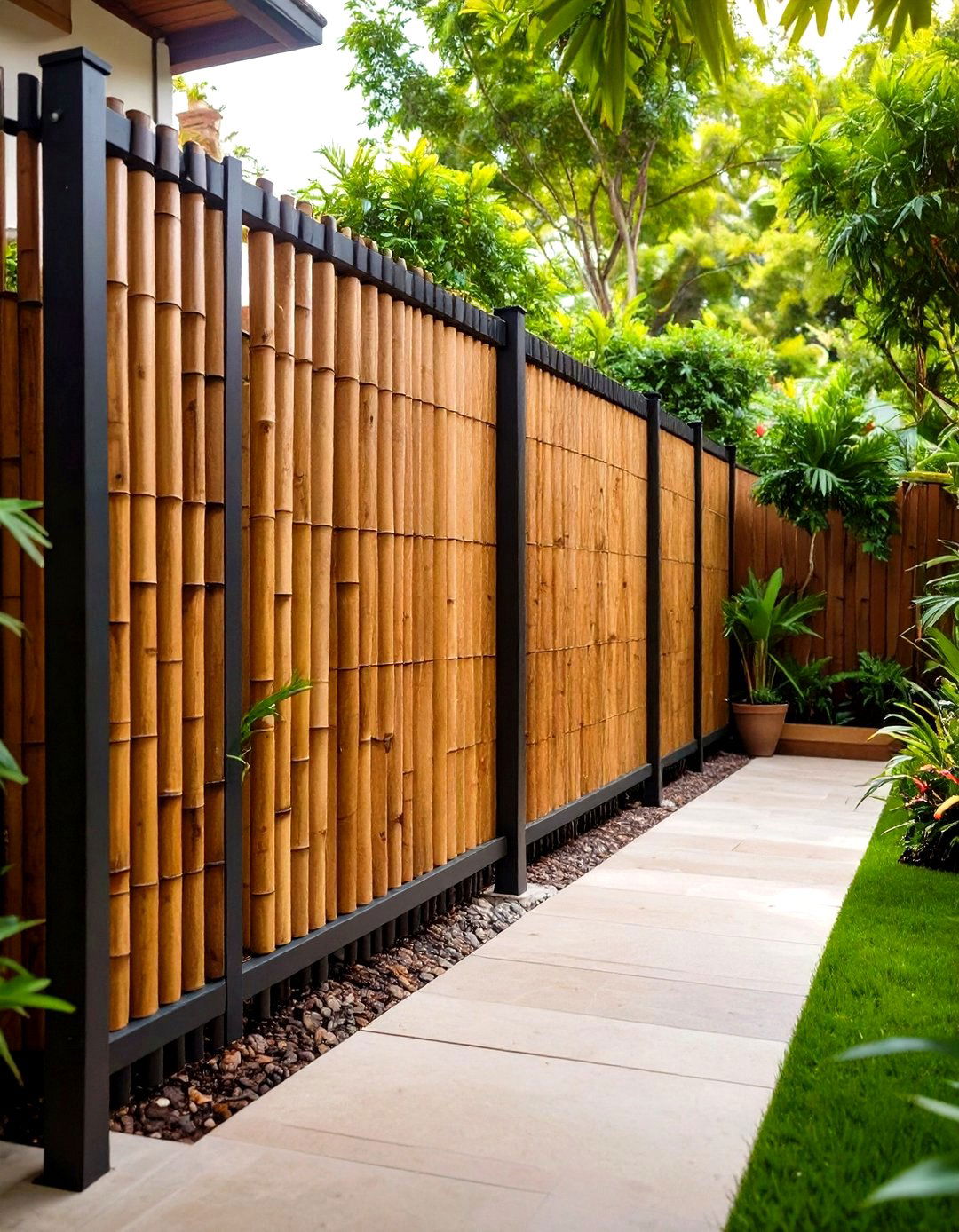 Bamboo Roll Fencing Patio Privacy Screen - 30 patio privacy wall ideas