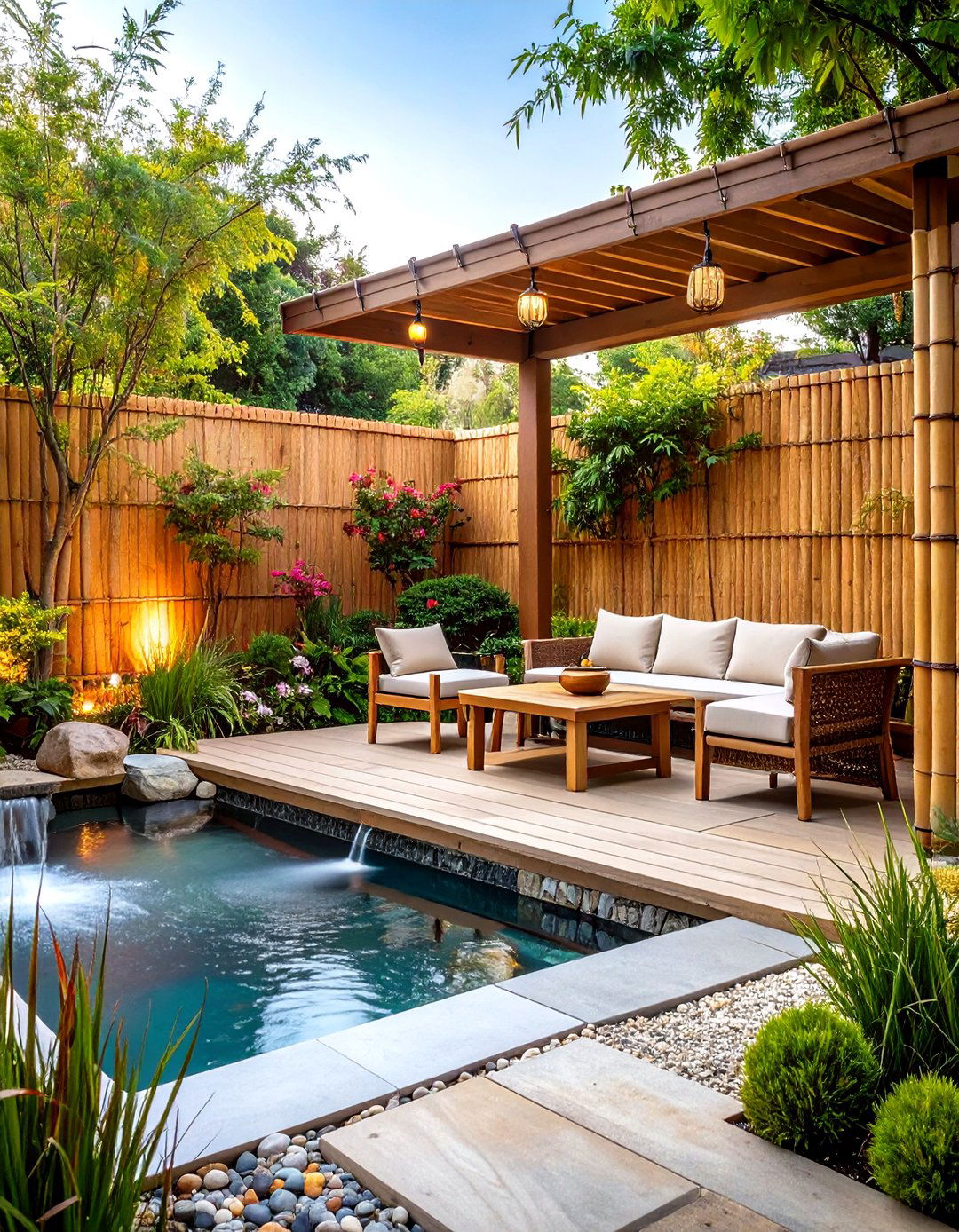 Bamboo Roll Patio Fence - 30 patio fence ideas