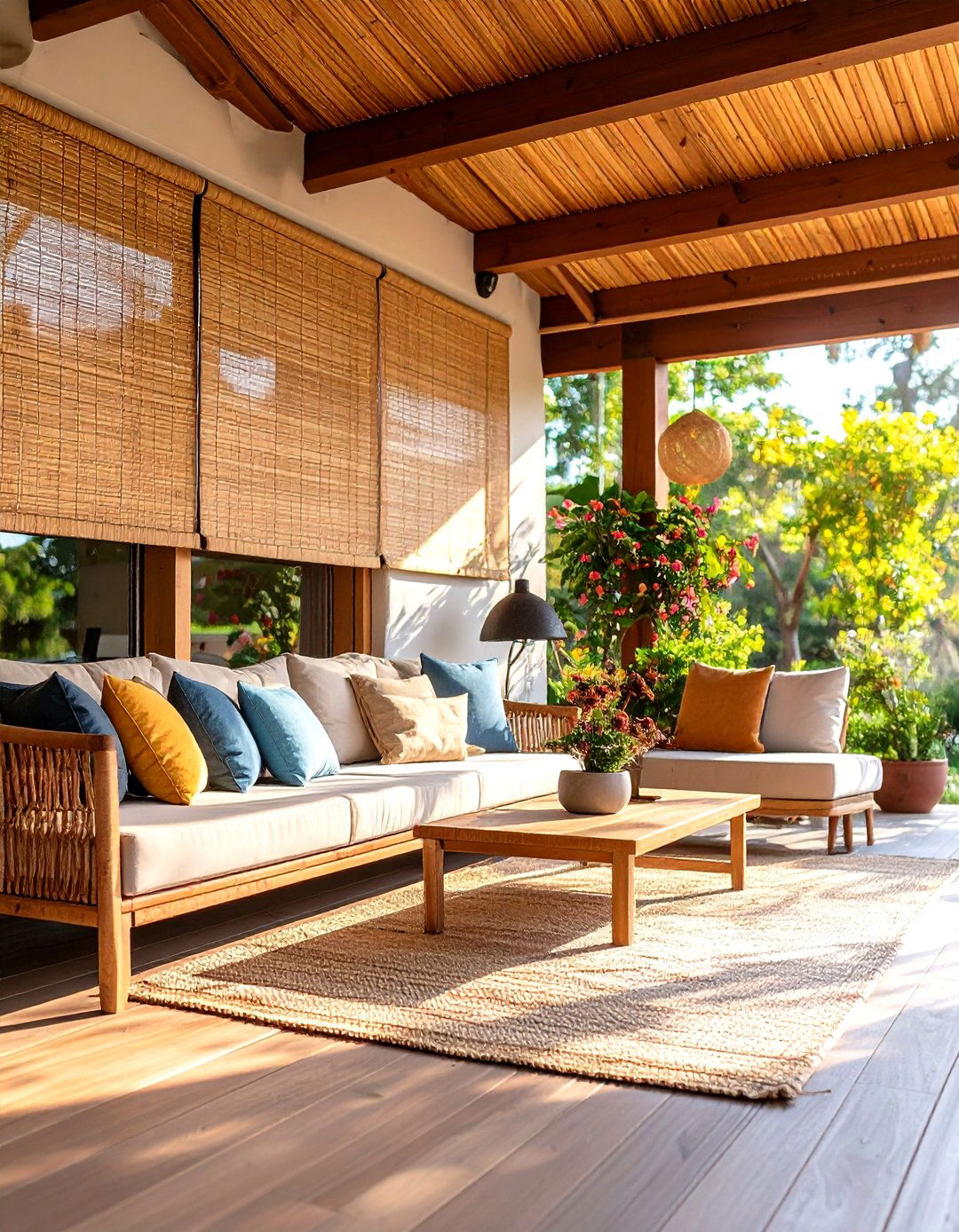 Bamboo Roll Up Shades - 30 patio shade ideas