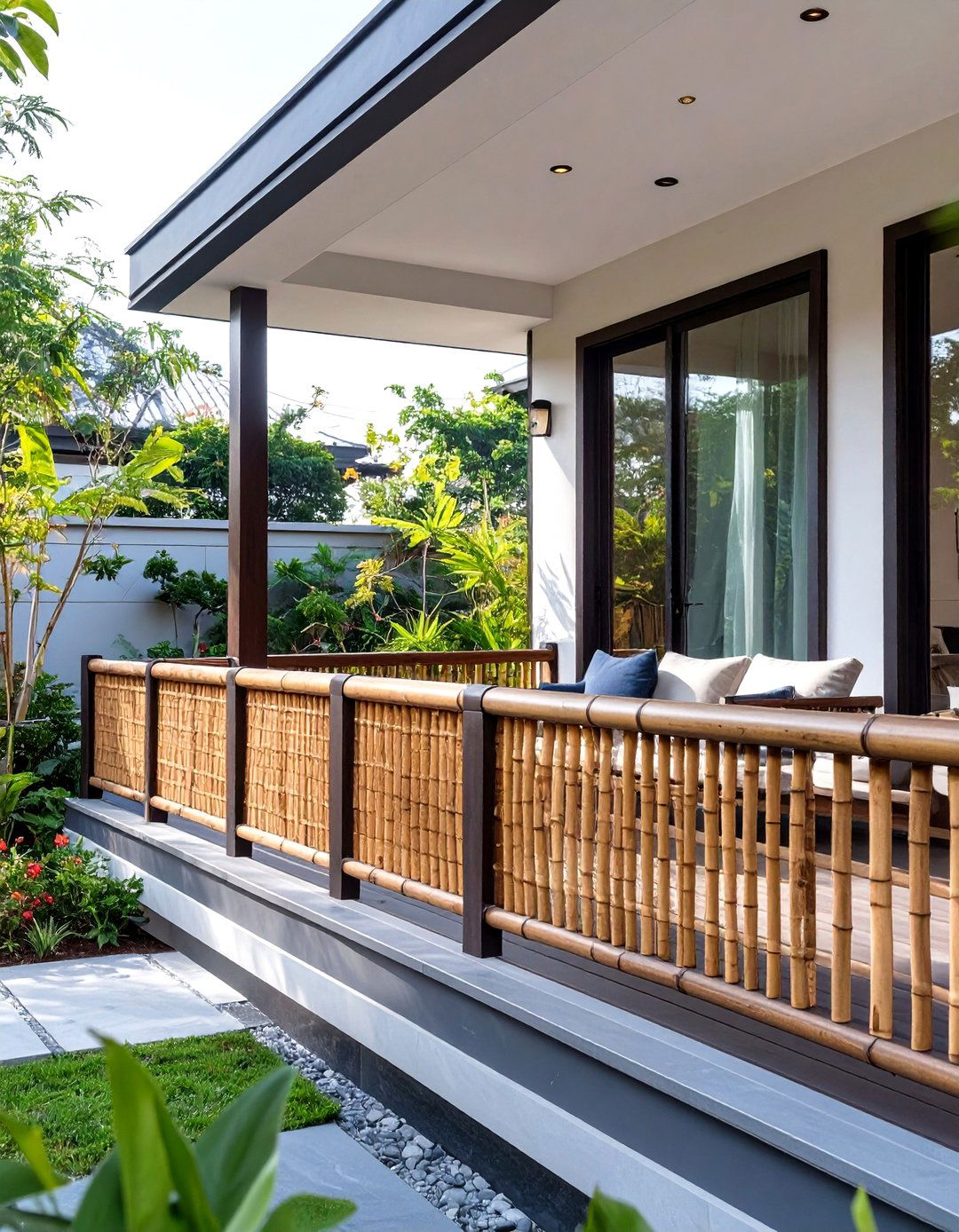 Bamboo Screen Porch Railing - 30 modern front porch railing ideas