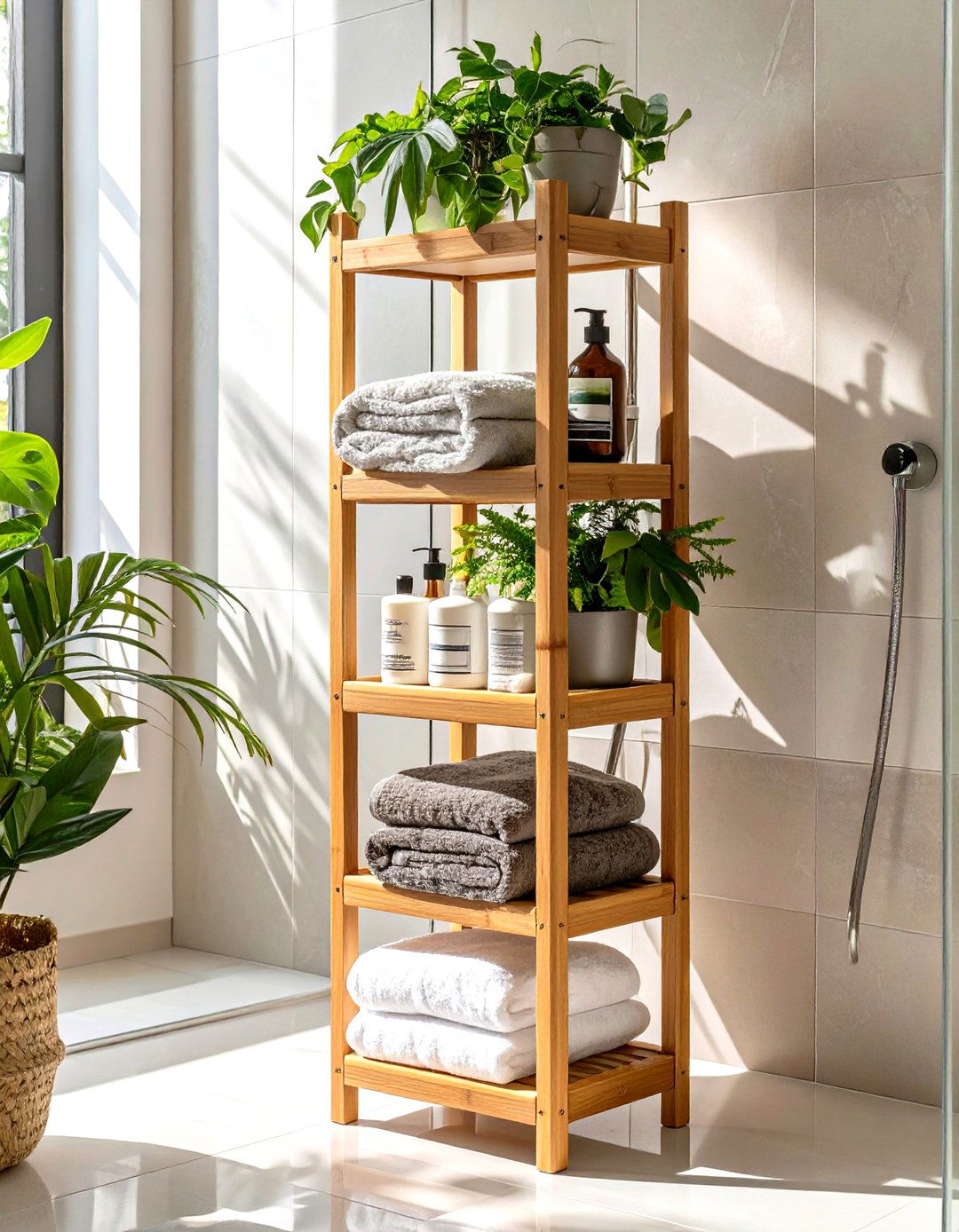 Bamboo Shower Organizer - 30 shower storage ideas