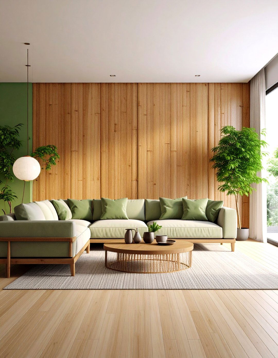 Bamboo Wall Covering - 30 living room accent wall decor ideas