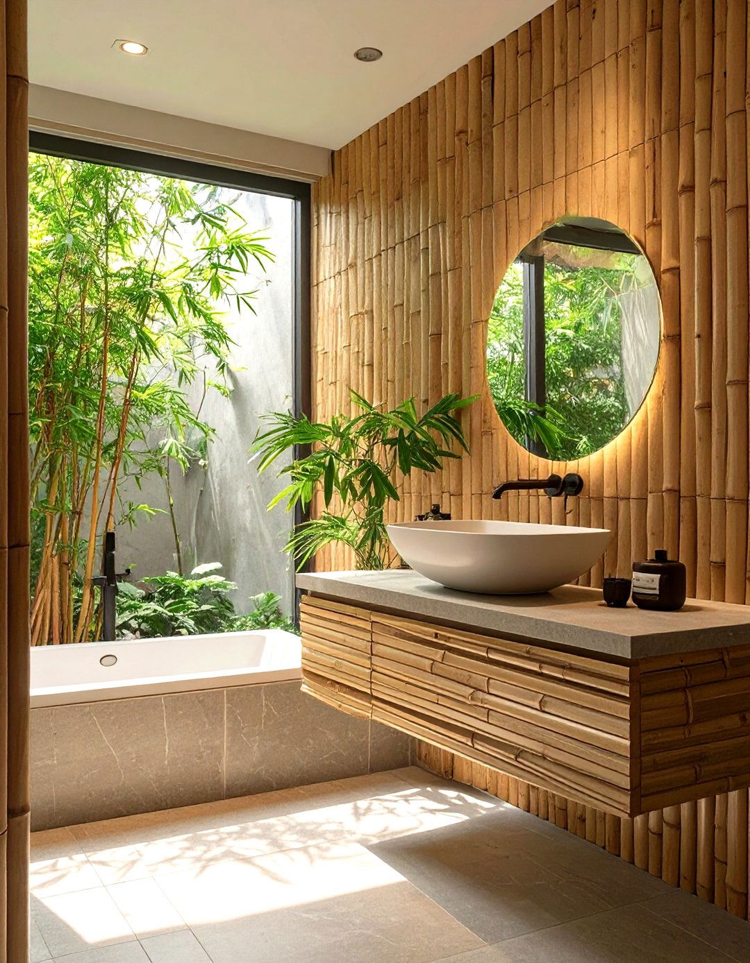 Bamboo Wall Paneling - 30 bathroom accent wall ideas