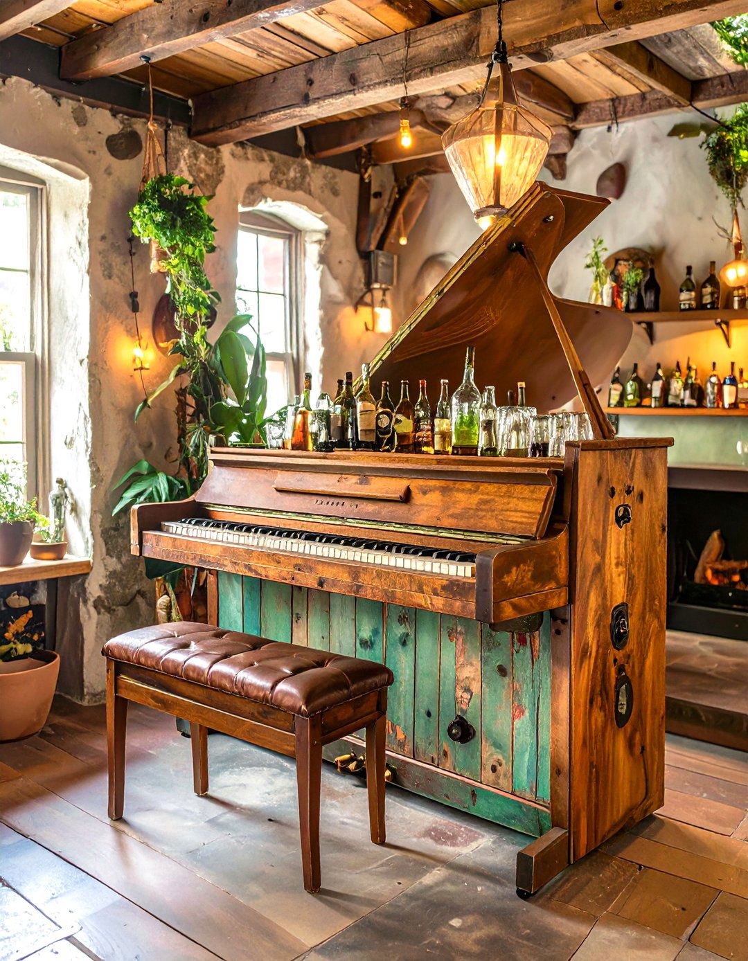 Bar Built from an Old Piano - 30 small man cave bar ideas