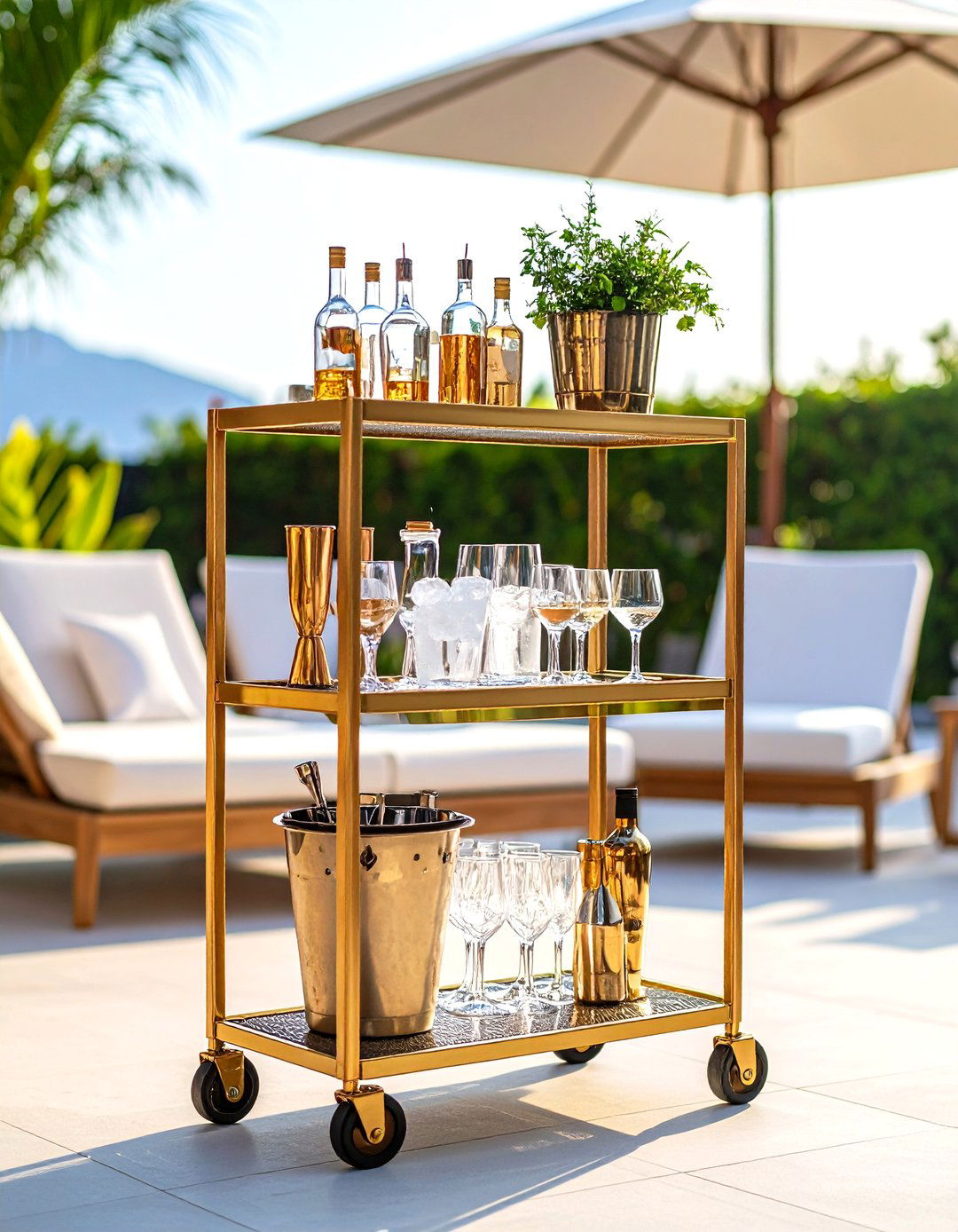 Bar Cart for Patio Mobility - 30 patio bar ideas