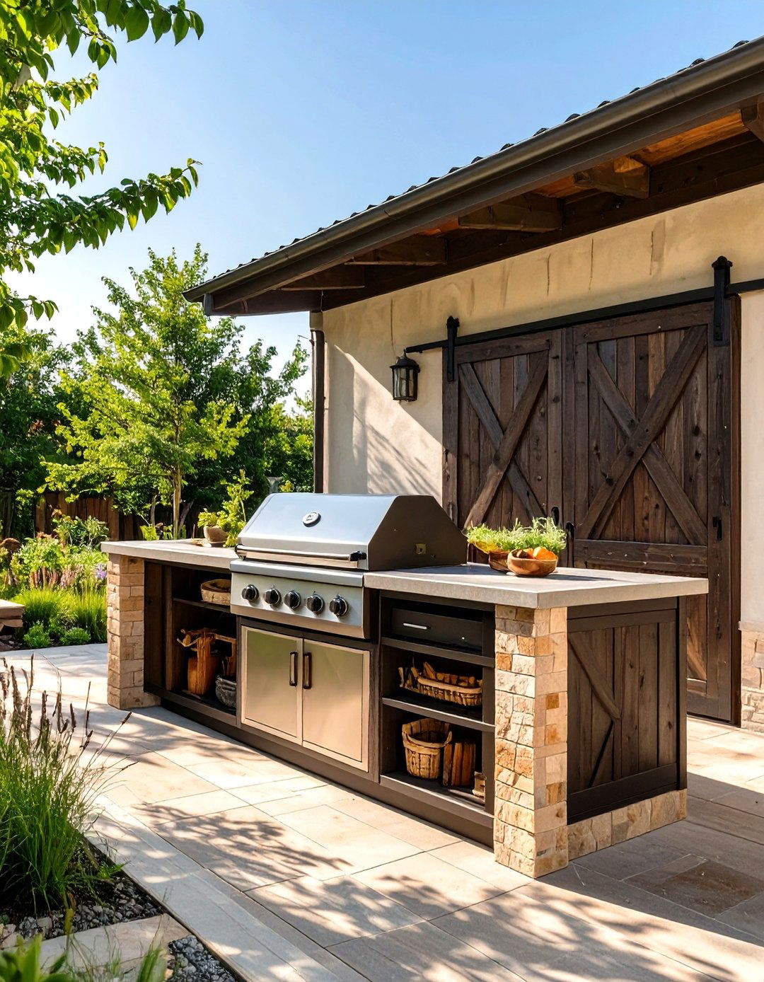 Barn Door Enclosure for Outdoor Grill Storage - 30 outdoor grill ideas