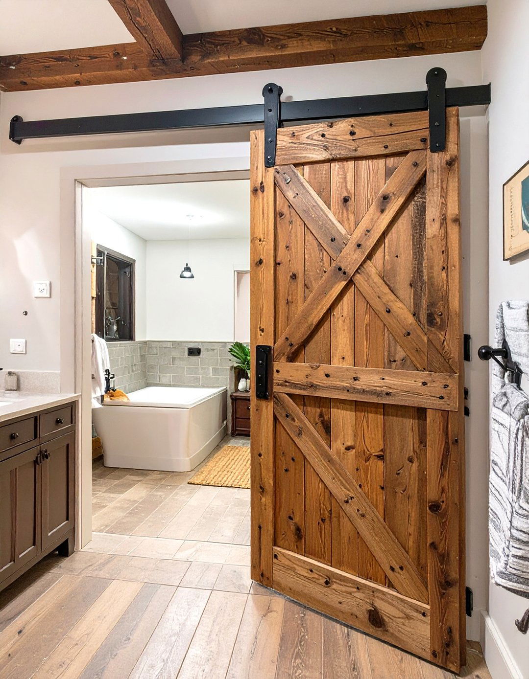 Barn Door on an External Track - 30 small basement bathroom ideas