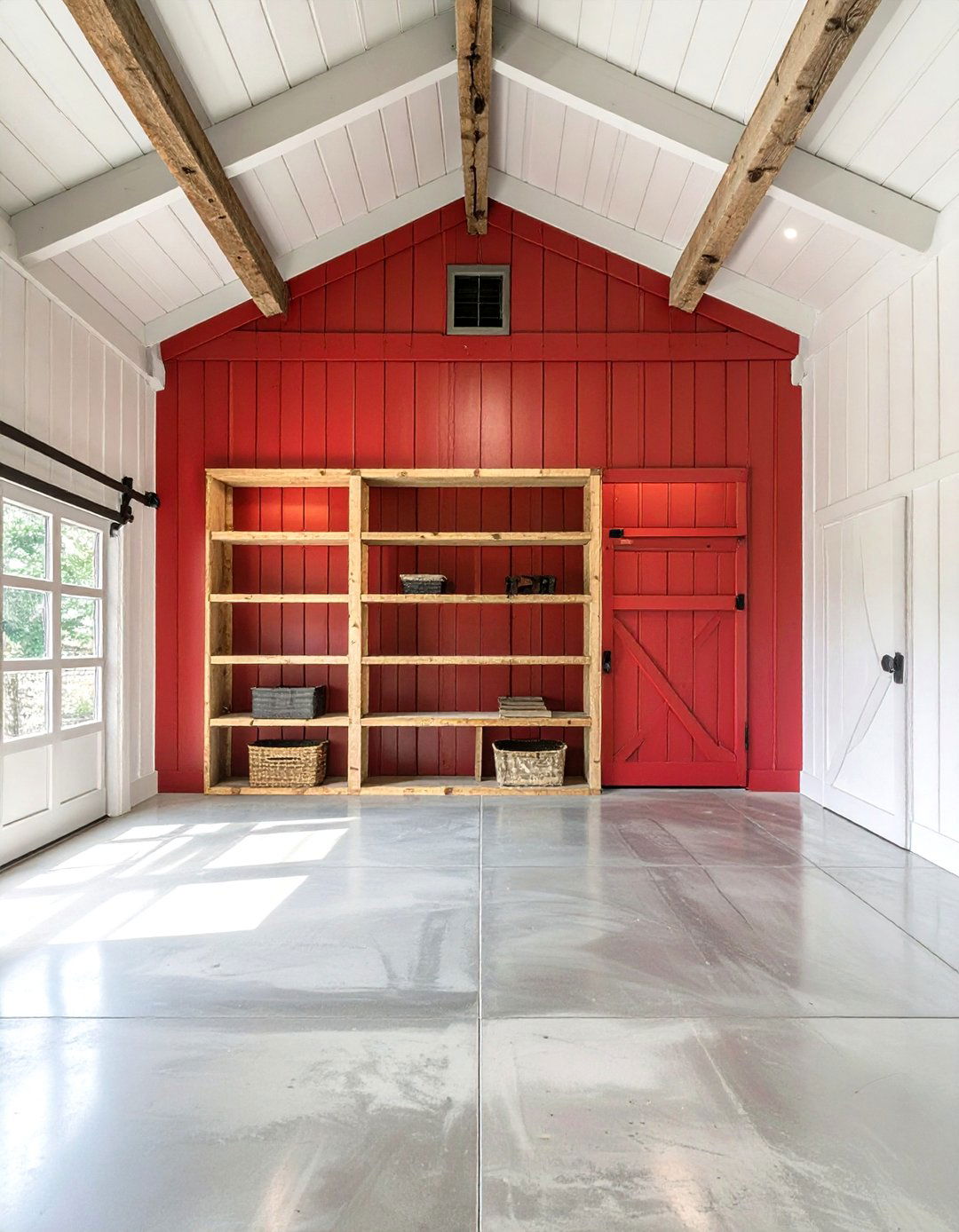 Barn Inspired Red and White - 30 garage wall paint ideas