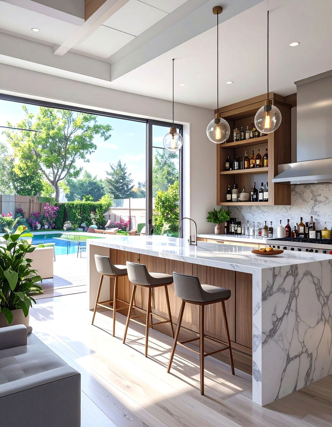 Basement Wet Bar with a Pass Through Window - 30 wet bar ideas for basement