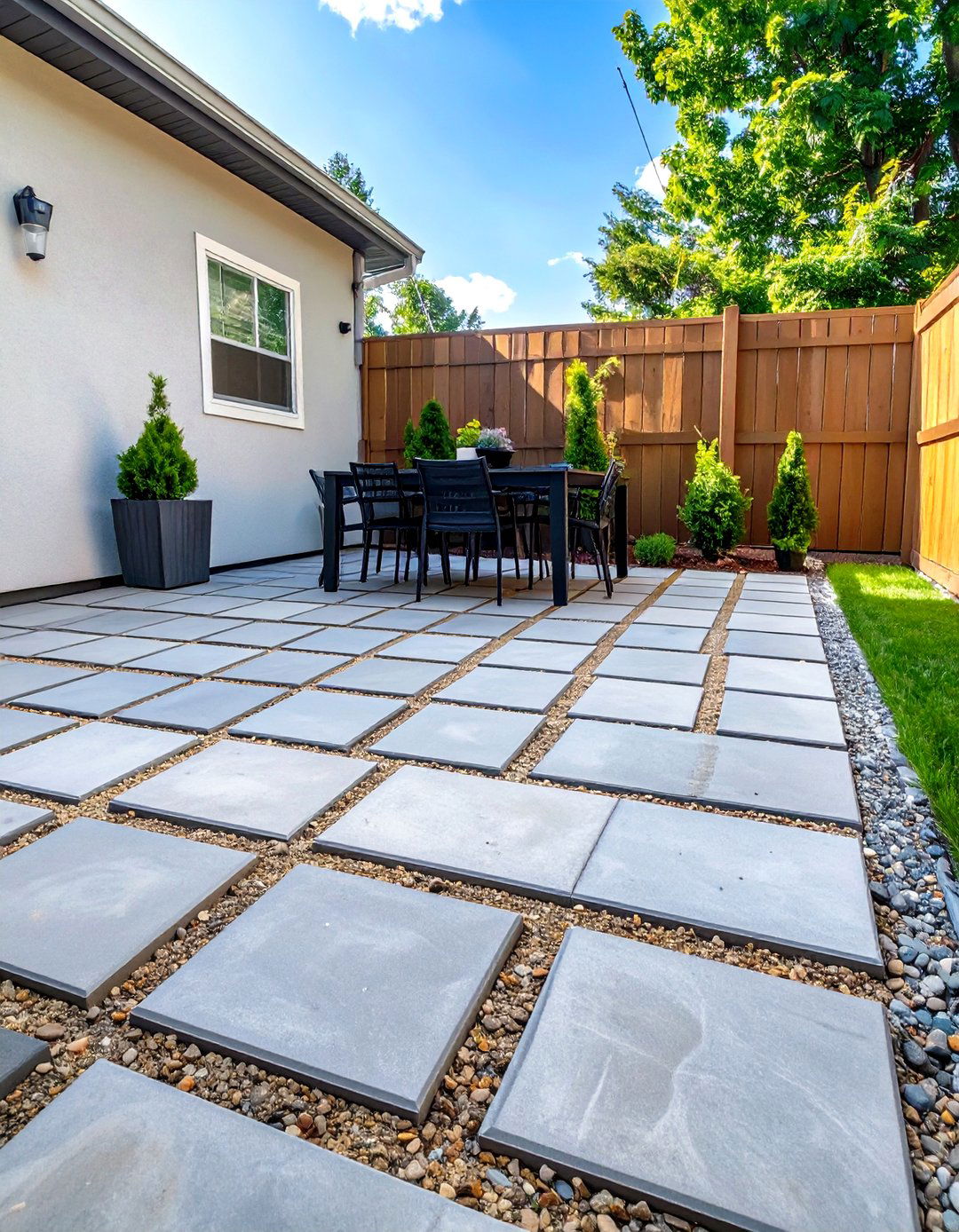 Basic Concrete Paver Grid Patio - 30 small cheap patio paver ideas