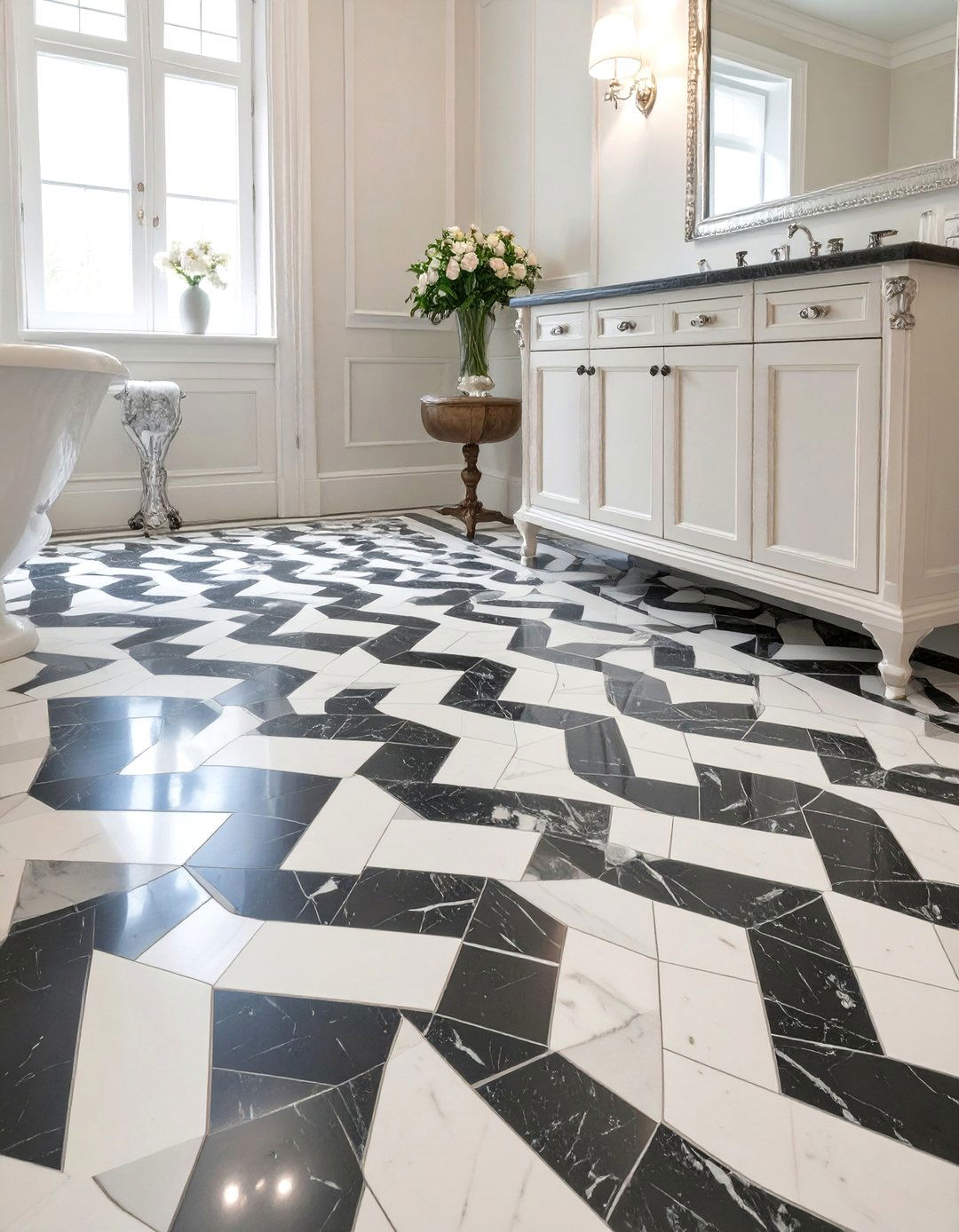 Basketweave Mosaic Bathroom Tiles - 30 bathroom floor tiles ideas