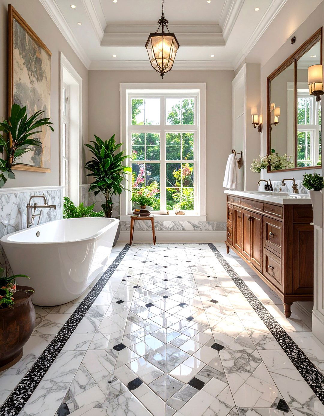 Basketweave Mosaic Floor Tiles - 30 small bathroom floor tile ideas