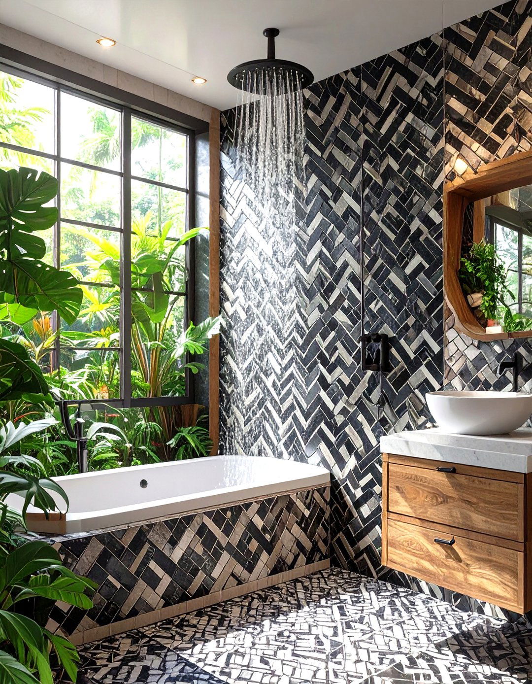 Basketweave Pattern Shower Wall Tile - 30 shower wall tile ideas