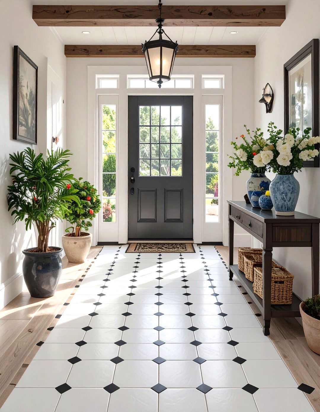 Basketweave Tile Floor - 30 small entryway tile floor ideas