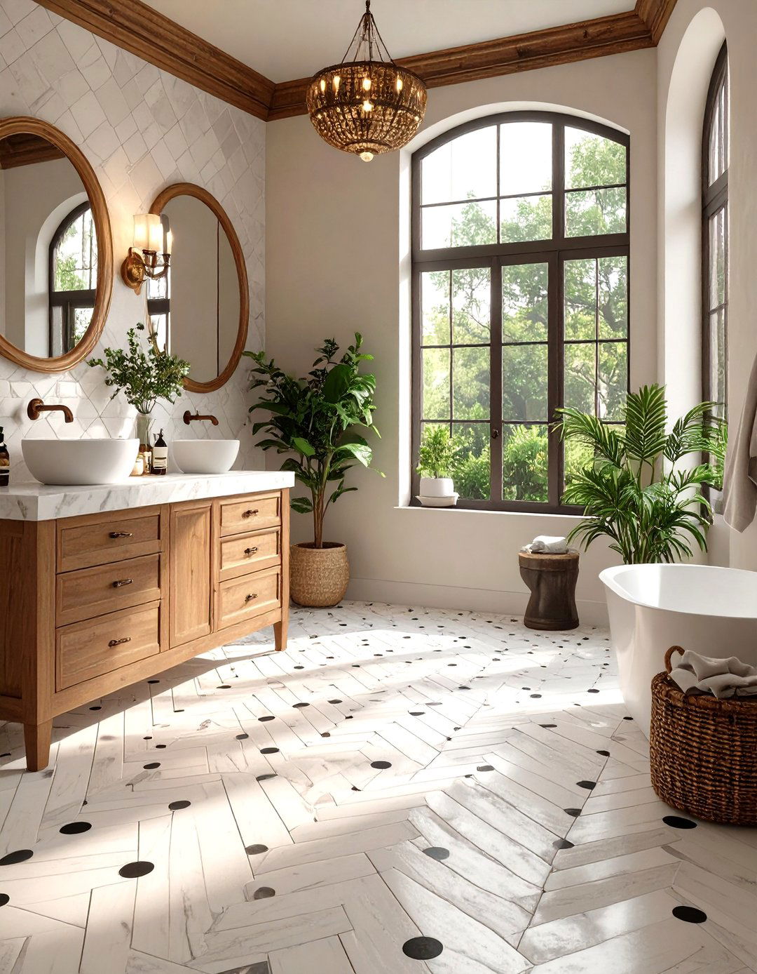 Basketweave Tile Flooring - 30 timeless bathroom design ideas