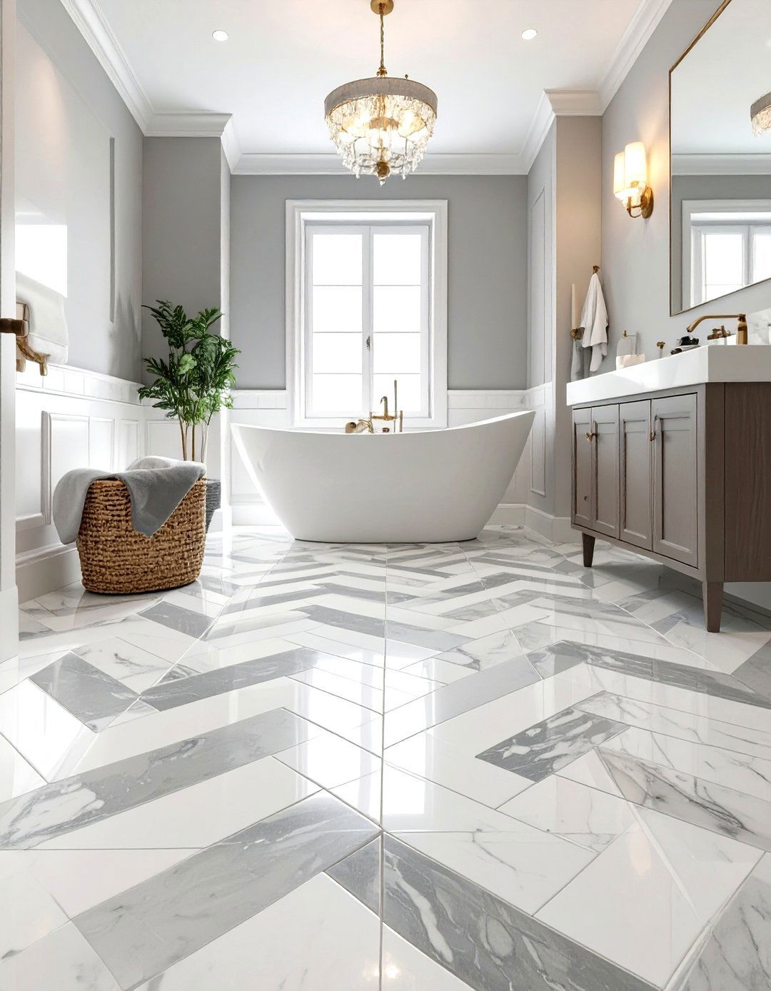 Basketweave Tiled Bathroom Floor - 30 tiled bathroom ideas