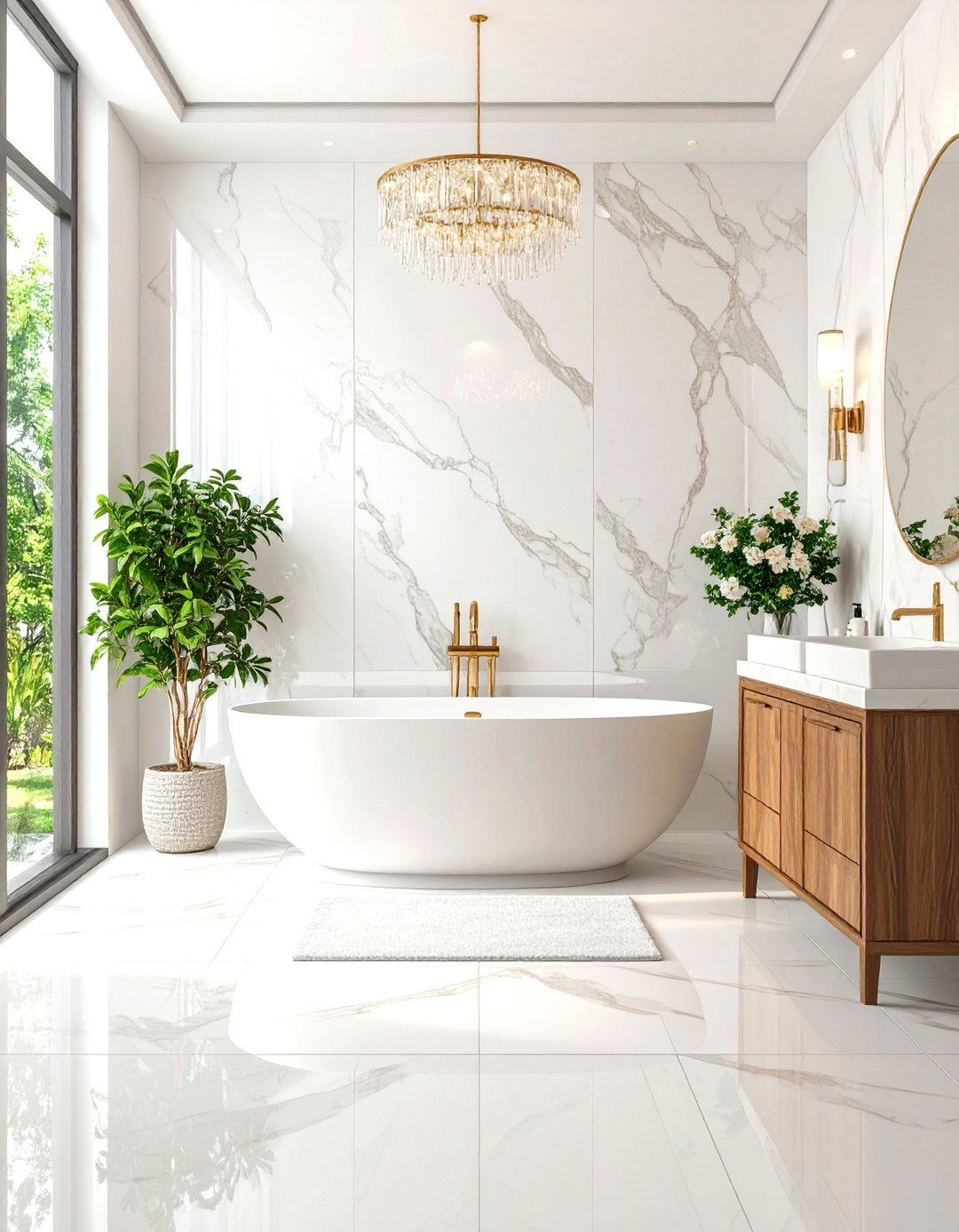 Bathroom Large Format Tile Accent - 30 ai accent wall design ideas