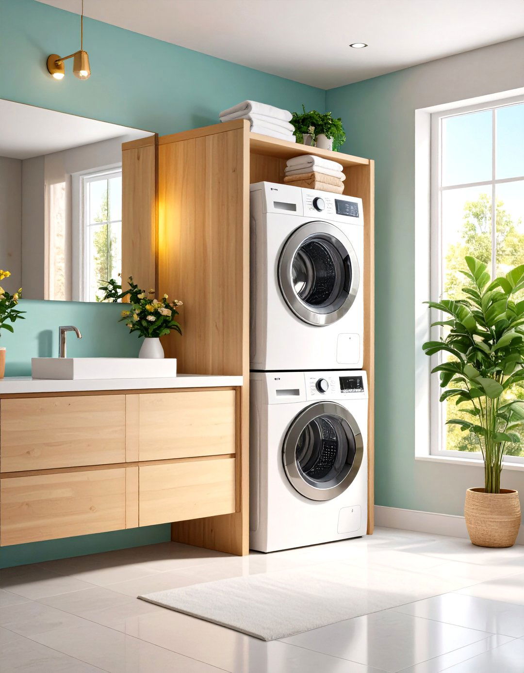 Bathroom Laundry Room Combo - 30 laundry room stacked washer dryer ideas