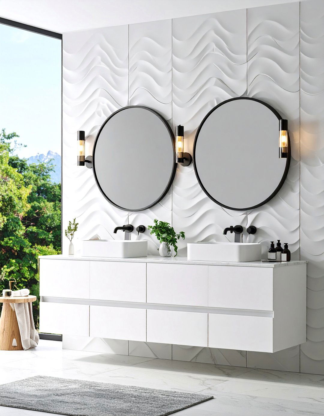 Bathroom Textured Tile Wall - 30 accent wall designs
