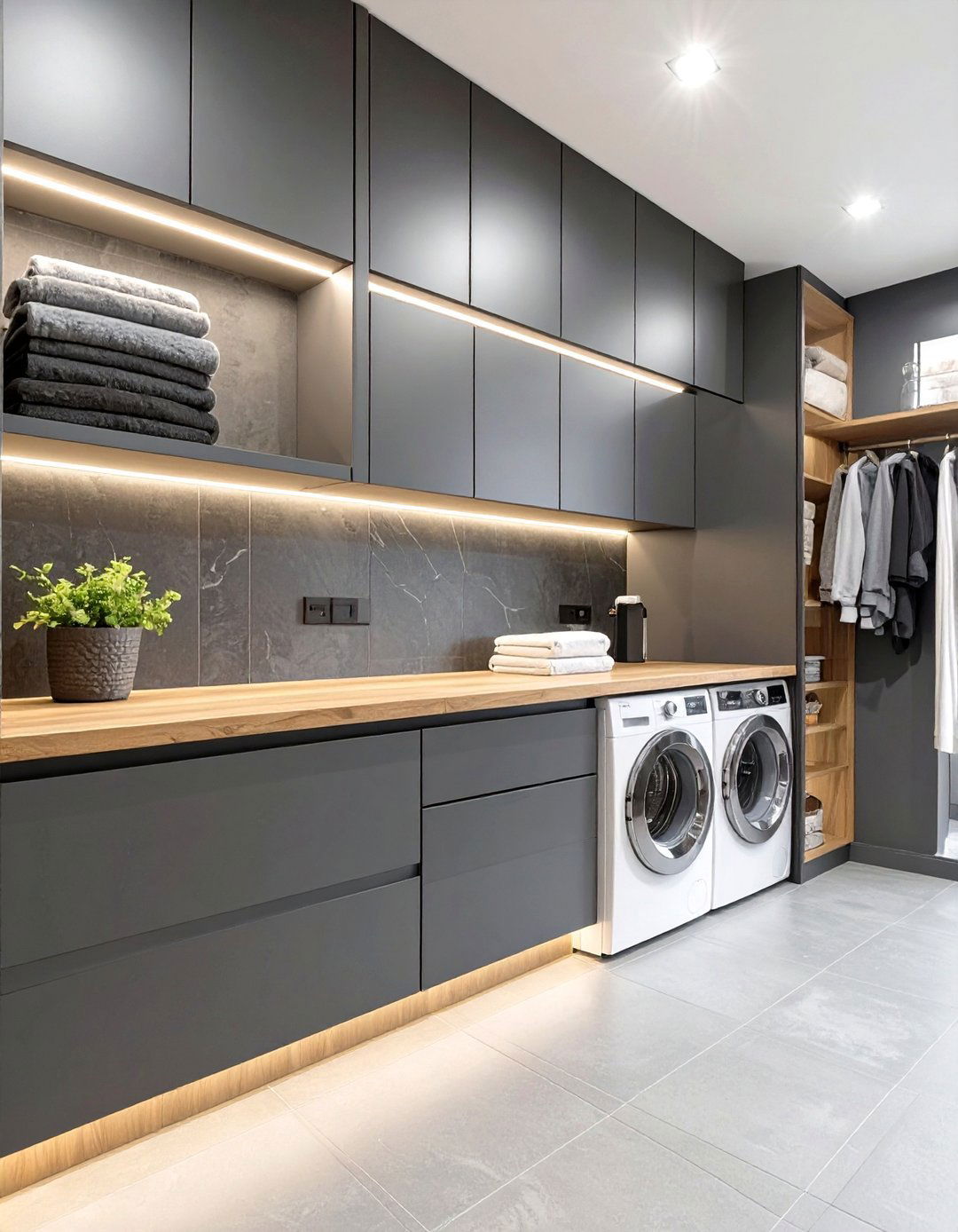 Bathroom and Laundry Room Combo - 30 modern stacked laundry room ideas