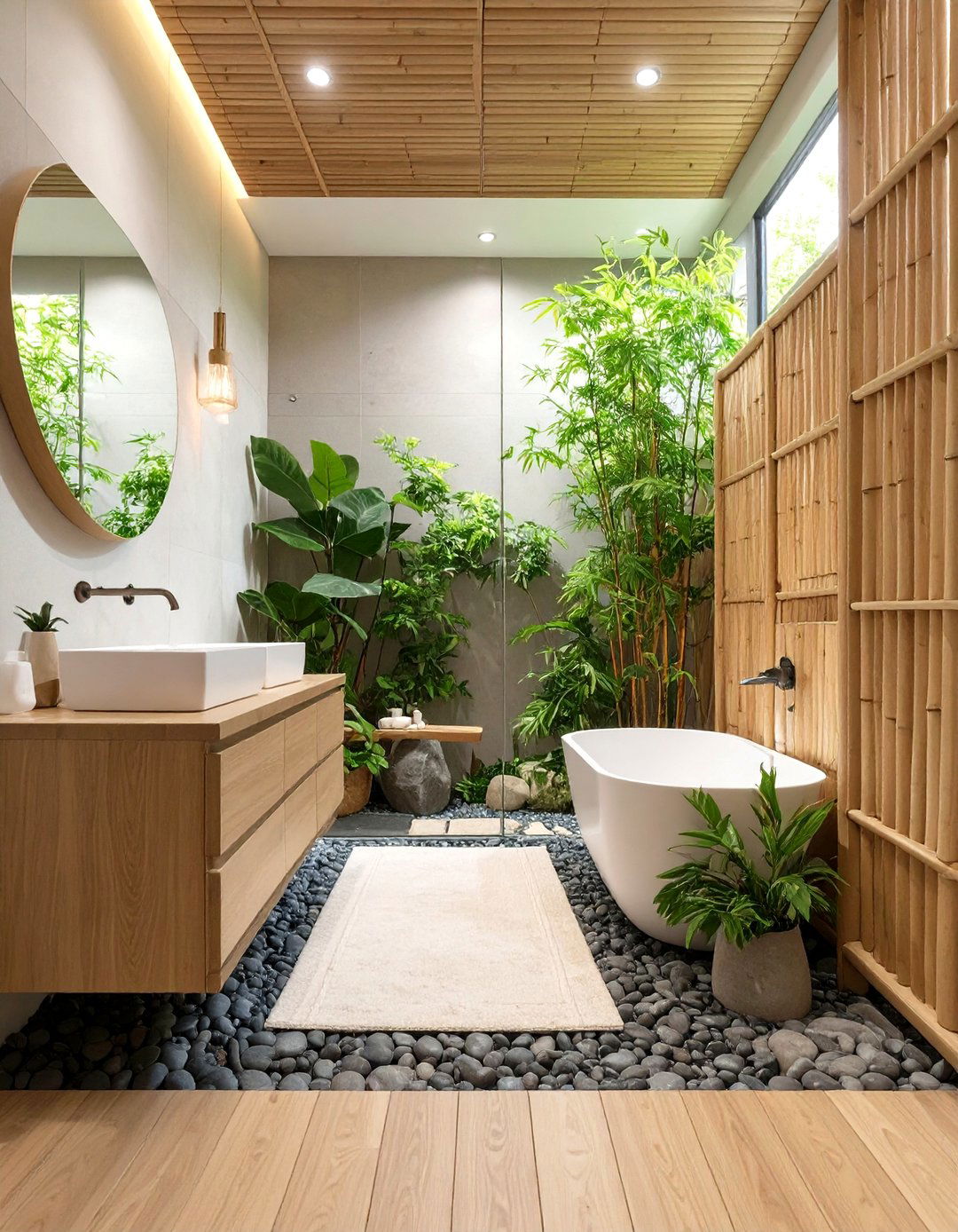 Bathroom with Integrated Bamboo Elements - 30 japan bathroom design ideas