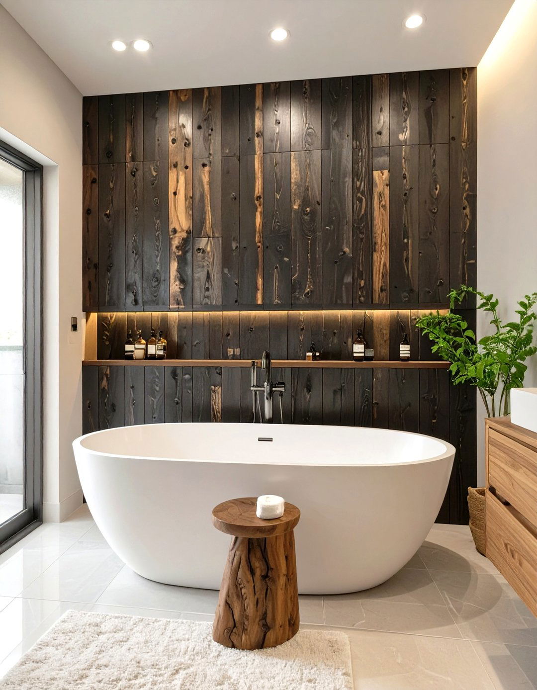 Bathroom with Shou Sugi Ban Accents - 30 japan bathroom design ideas