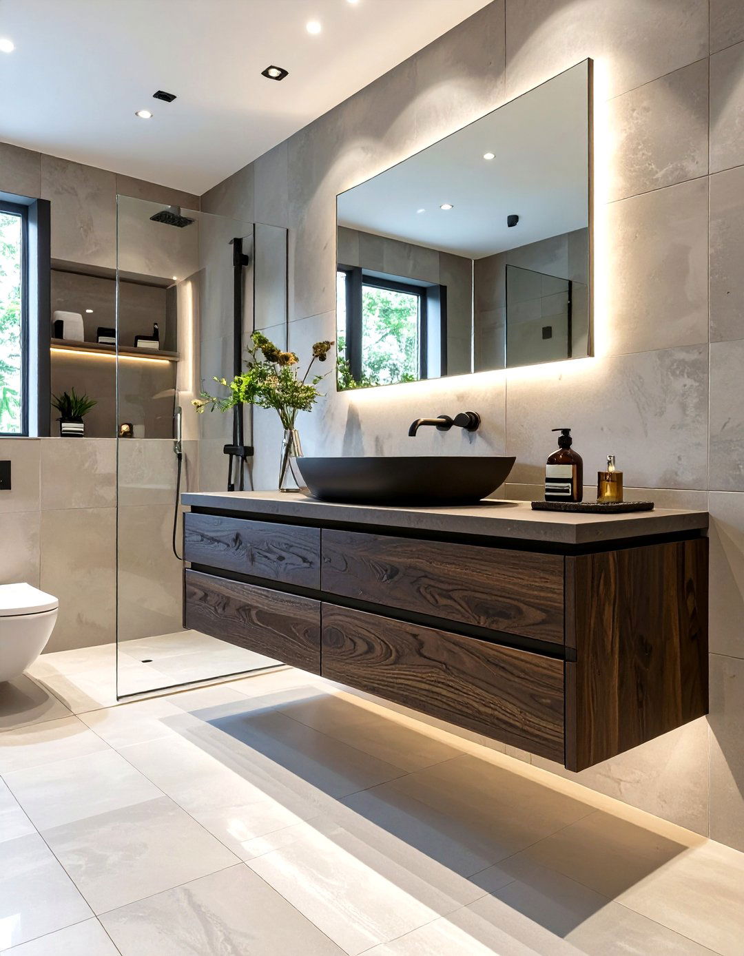 Bathroom with a Floating Vanity - 30 bathroom interior design ideas