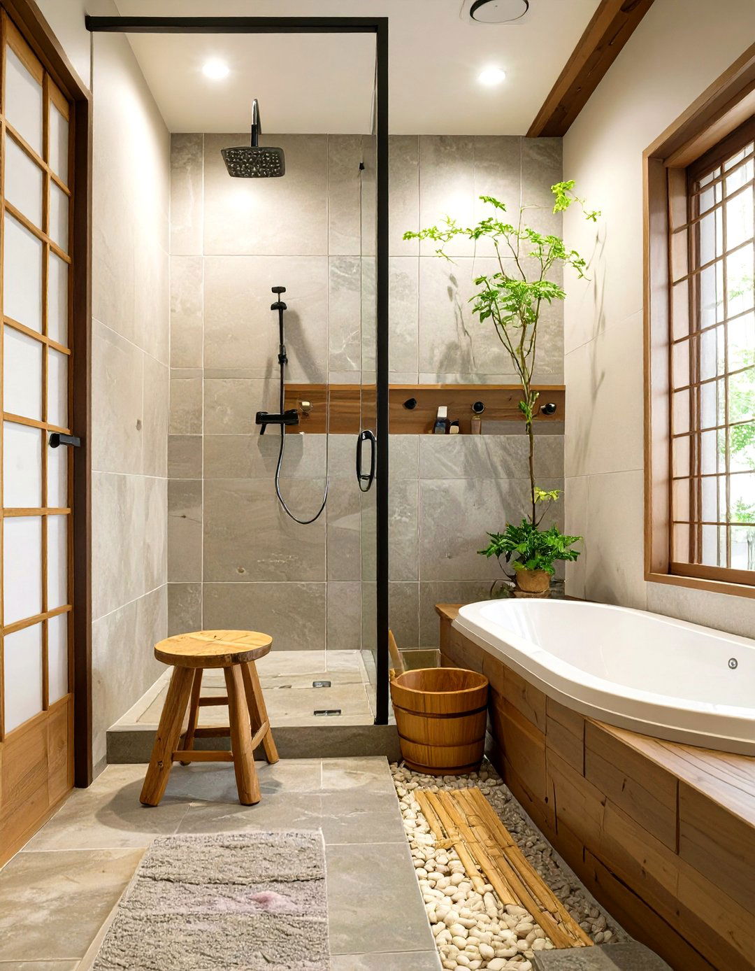 Bathroom with a Low Seated Shower - 30 japanese bathroom design ideas