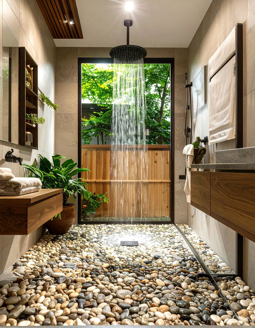 Bathroom with a Pebble Floor Shower - 30 japan bathroom design ideas