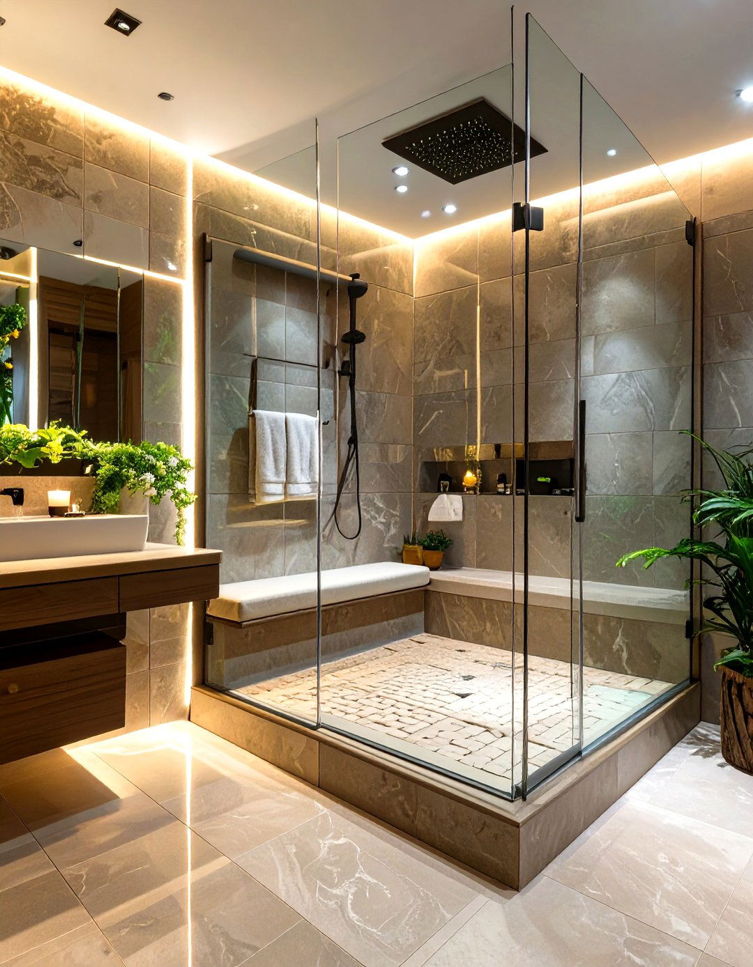 Bathroom with an Integrated Steam Shower - 30 bathroom interior design ideas